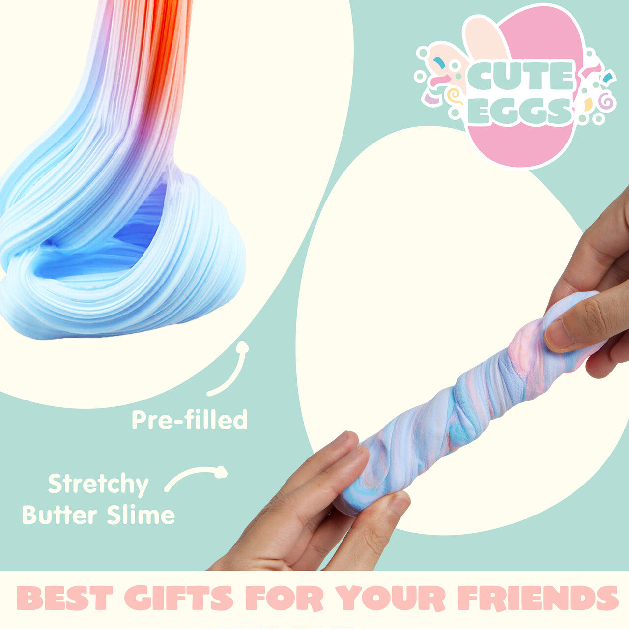 JOYFY 12 pre installed Easter eggs with Galaxy Mud, colorful clay with various accessories