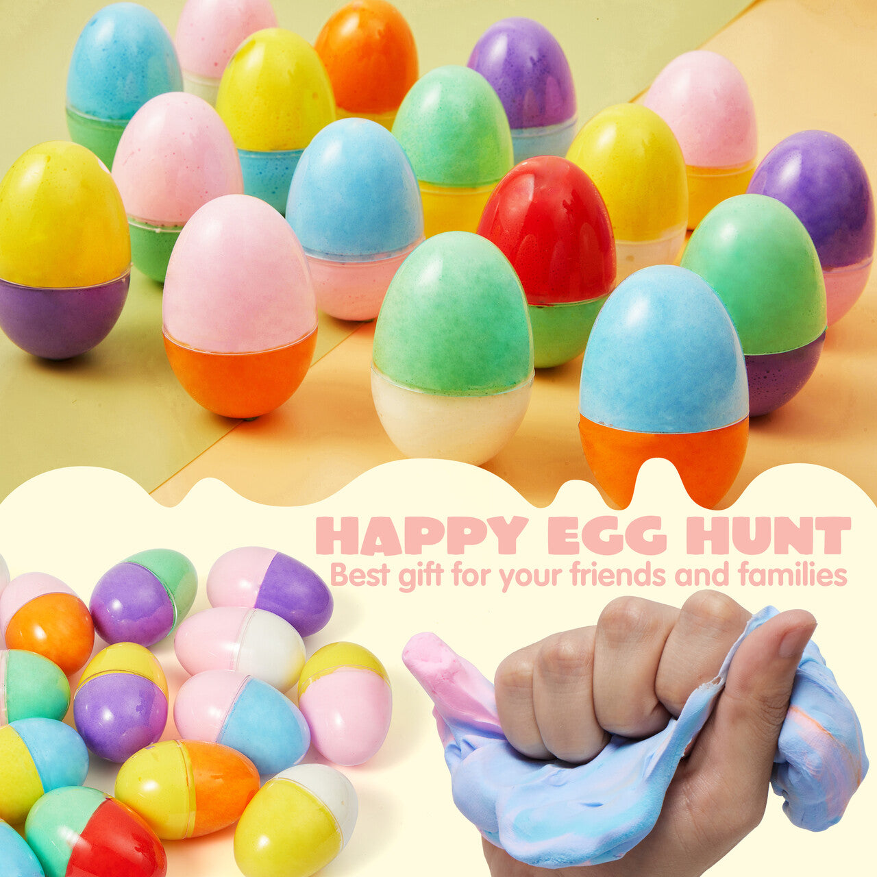 JOYFY 12 pre installed Easter eggs with Galaxy Mud, colorful clay with various accessories