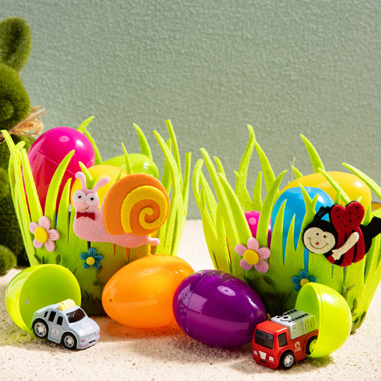 JOYFY 12 Packs Cars Filled Easter Eggs,Easter Eggs with Toys Inside,Birthday Party Favors for Boys and Girls,Basket Stuffers