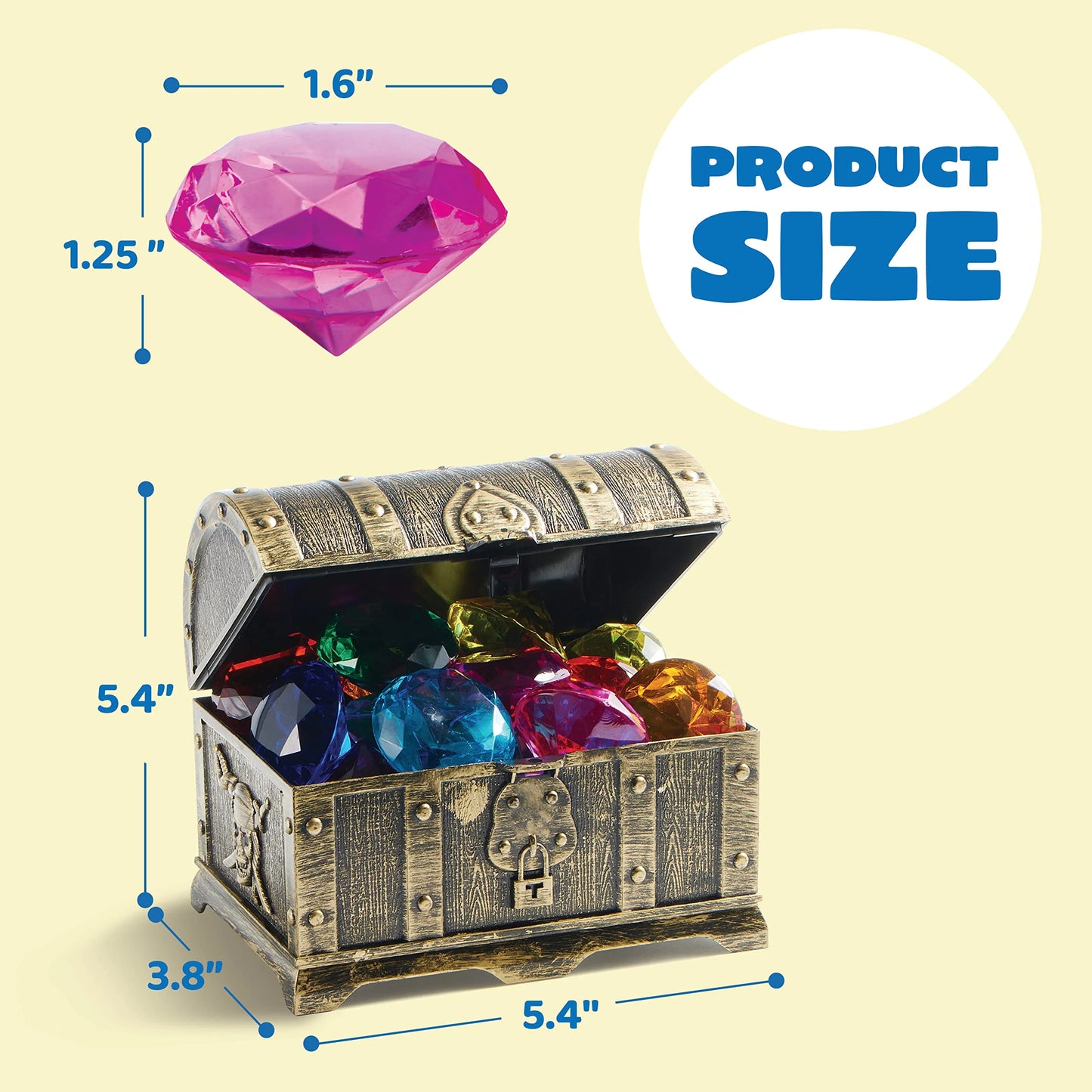 Syncfun Diving Gems Pool Toys,16 Big Colorful Diamonds with Pirate Treasure Chest,Swim Dive Diving Toy