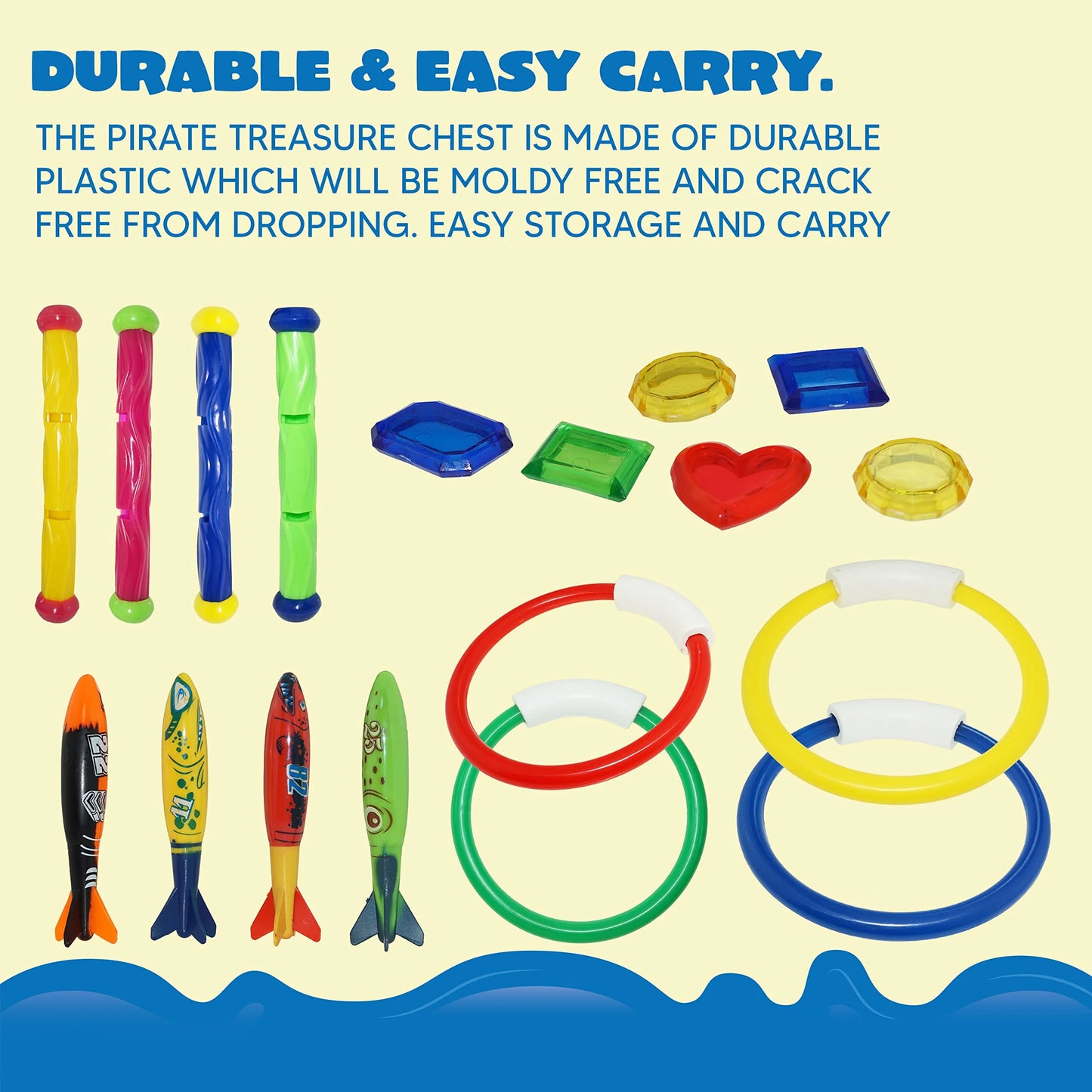 Syncfun 18 Pcs Diving Pool Toys for Kids, Swimming Pool Toy with Storage Bag, Underwater Swim Pool Games for Ages 8-12