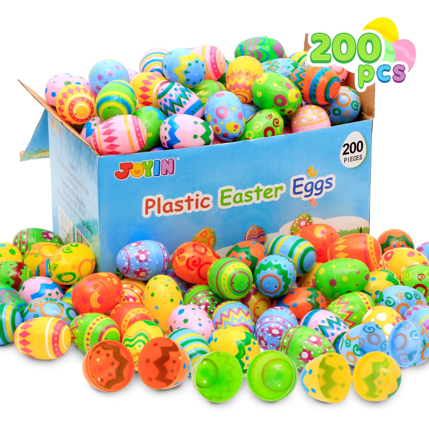200PCS 2.3" Plastic Easter Eggs Bulk, Large Easter Eggs Fillable for Easter Egg Hunt Basket Stuffed, Party Favors and Decoration, Easter Goodie Bags for Kids