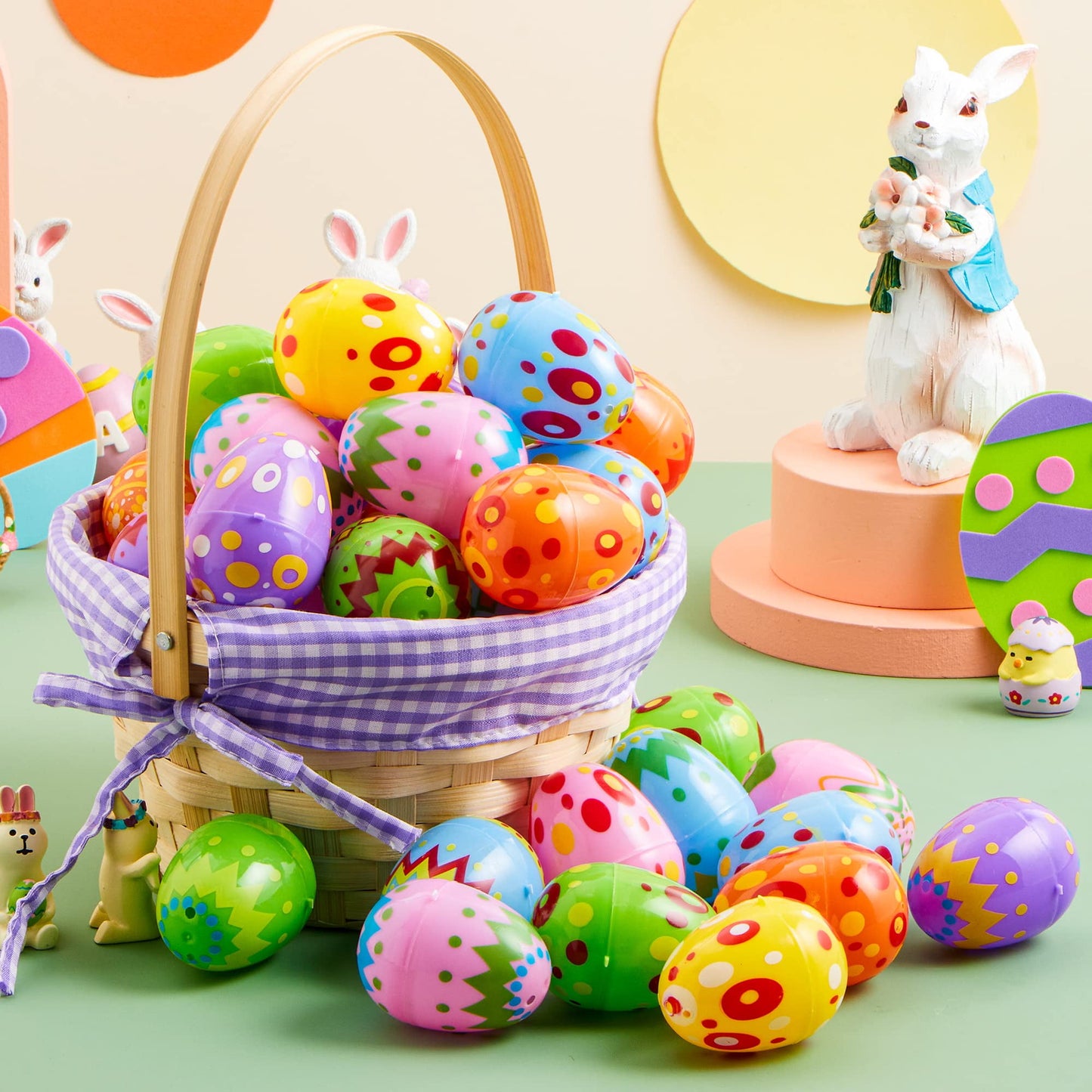 200PCS 2.3" Plastic Easter Eggs Bulk, Large Easter Eggs Fillable for Easter Egg Hunt Basket Stuffed, Party Favors and Decoration, Easter Goodie Bags for Kids