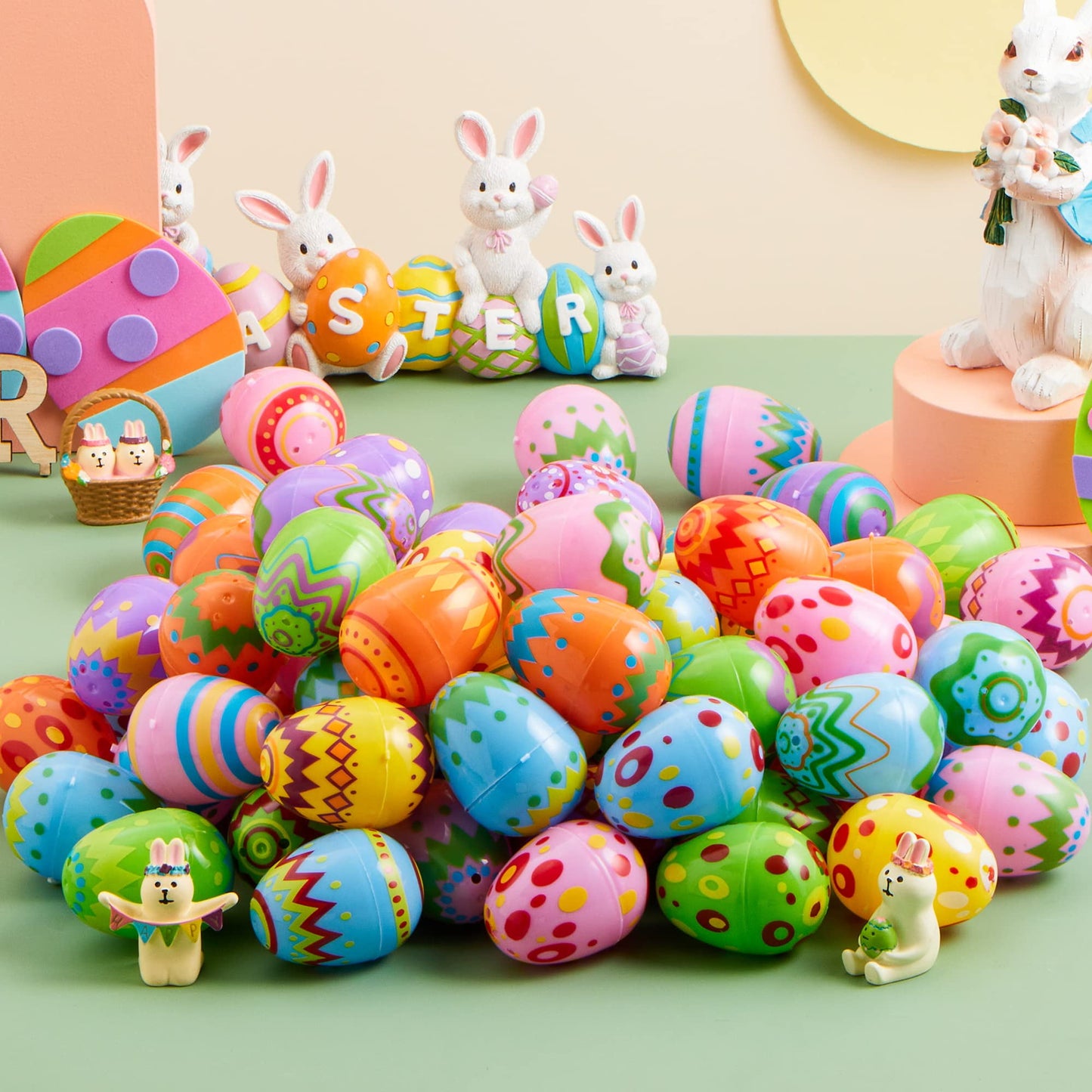 200PCS 2.3" Plastic Easter Eggs Bulk, Large Easter Eggs Fillable for Easter Egg Hunt Basket Stuffed, Party Favors and Decoration, Easter Goodie Bags for Kids