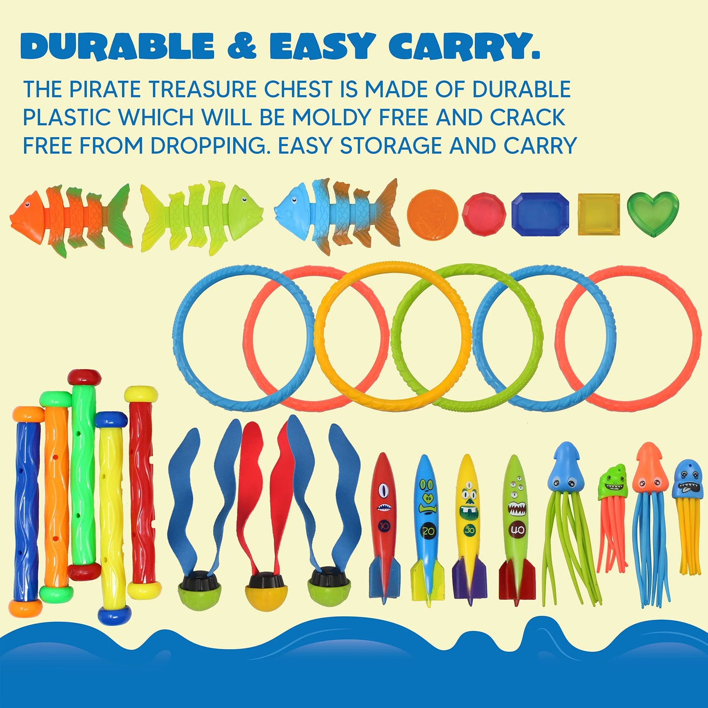 JOYIN Clearance 30 Pcs Diving Pool Toys for Kids,Jumbo Set with Storage Bag Pool Games Summer Swim Water Fish Toys
