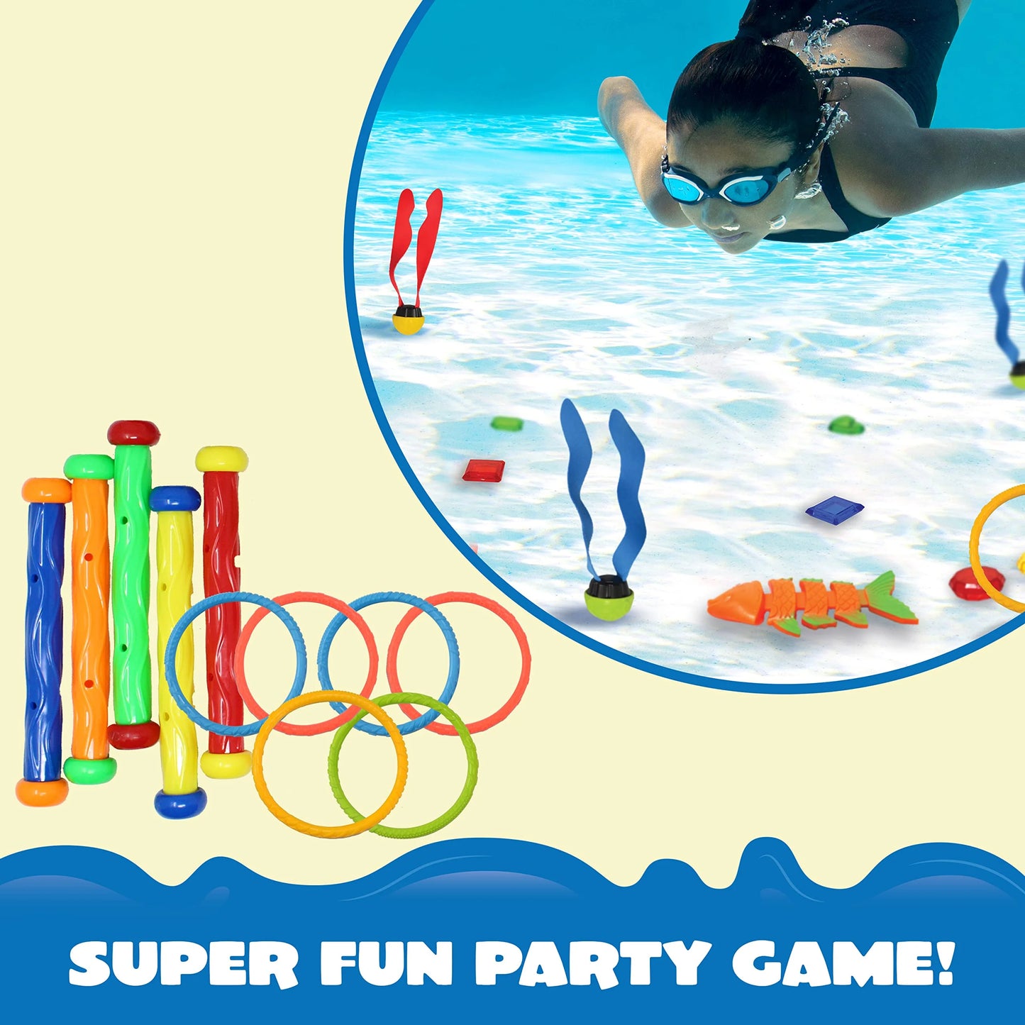 JOYIN Clearance 30 Pcs Diving Pool Toys for Kids,Jumbo Set with Storage Bag Pool Games Summer Swim Water Fish Toys