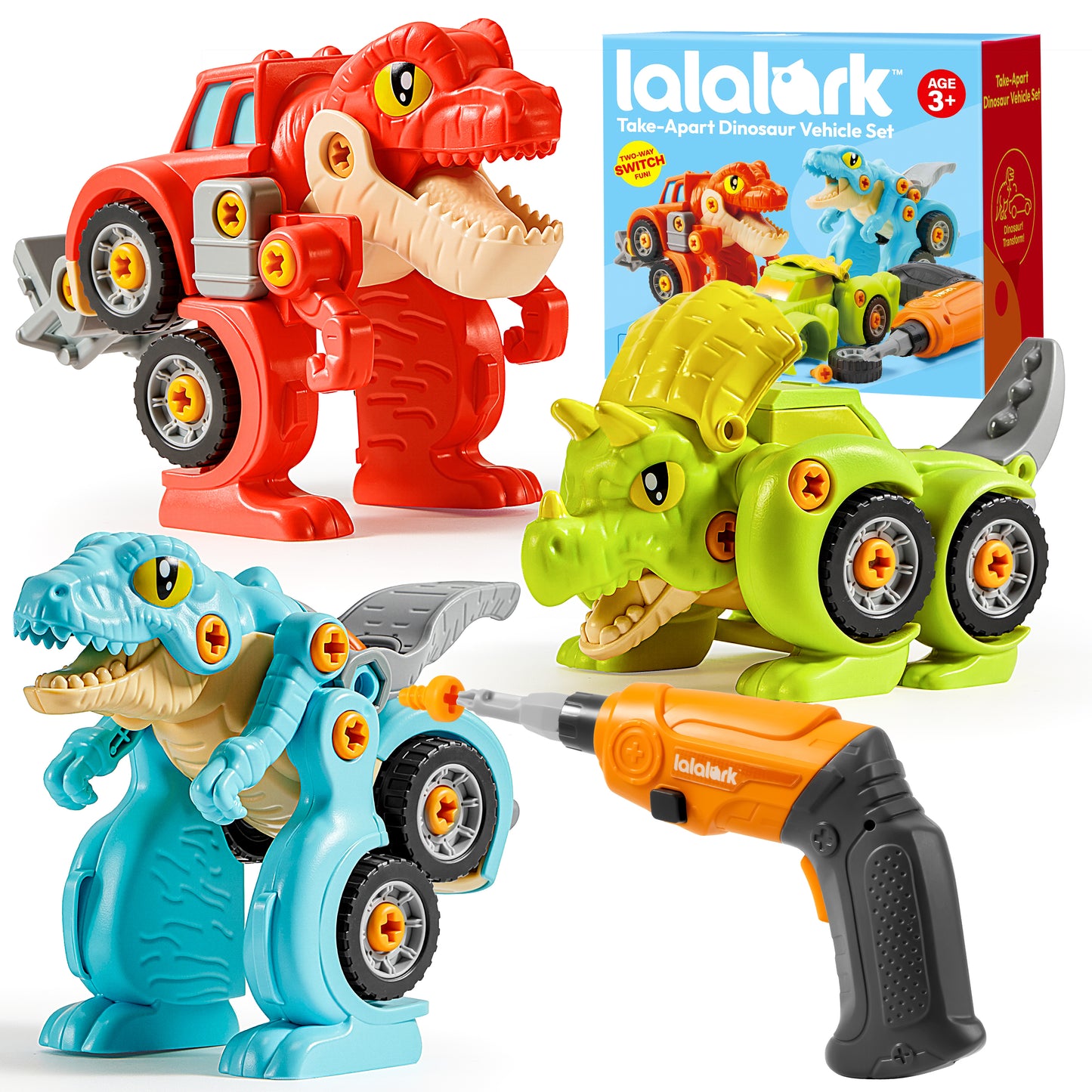 Lalalark Take Apart Dinosaur Toys for Kids, Educational Construction Building Kids Toy with Electric Drill - Best Gifts for Toddlers Age 3-8 Year Old