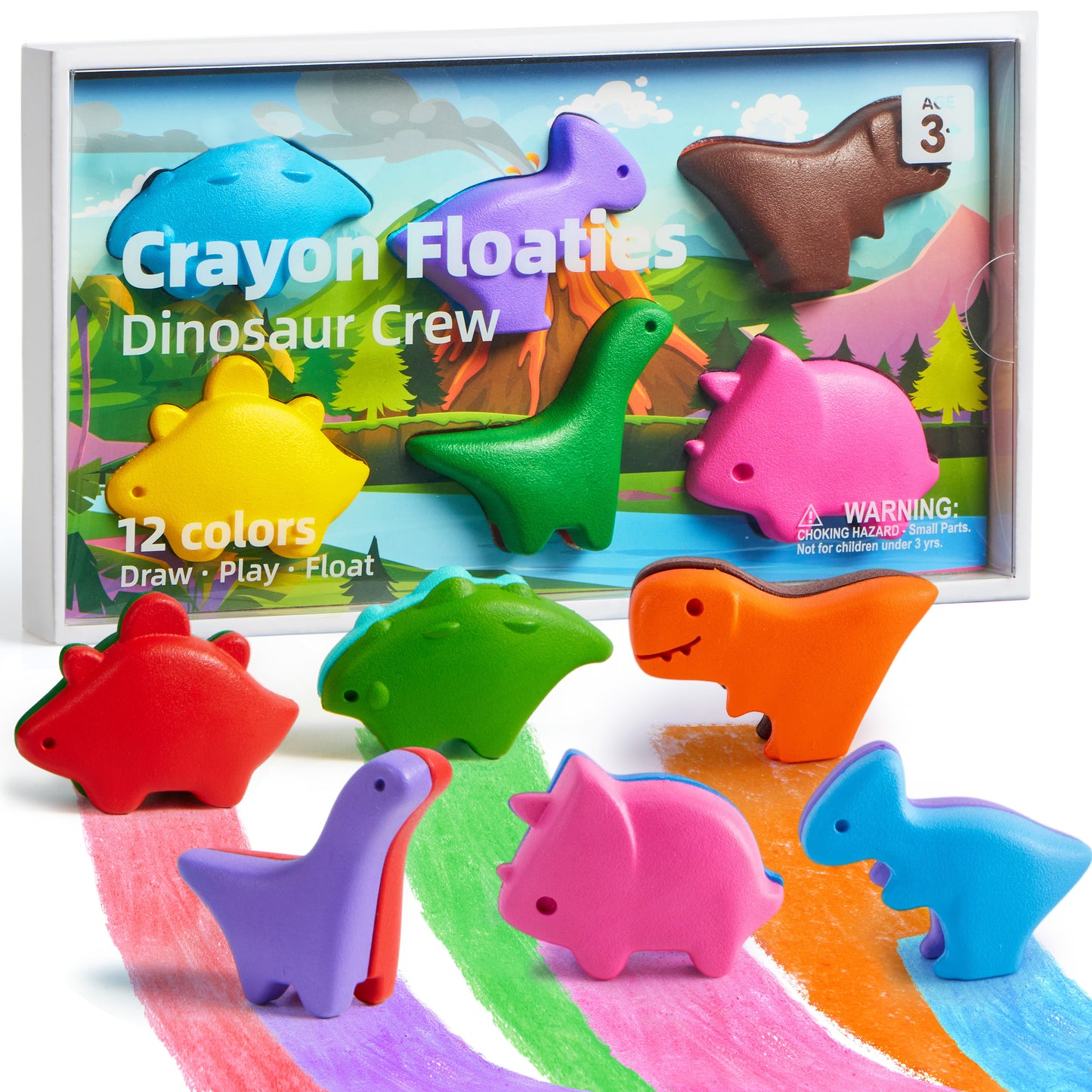 Joyfy 100% Pure Beeswax kids Crayons, Dinosaur Washable Crayons for Toddler,Bulk Crayons for Teacher Supplies Birthday Easter Gifts