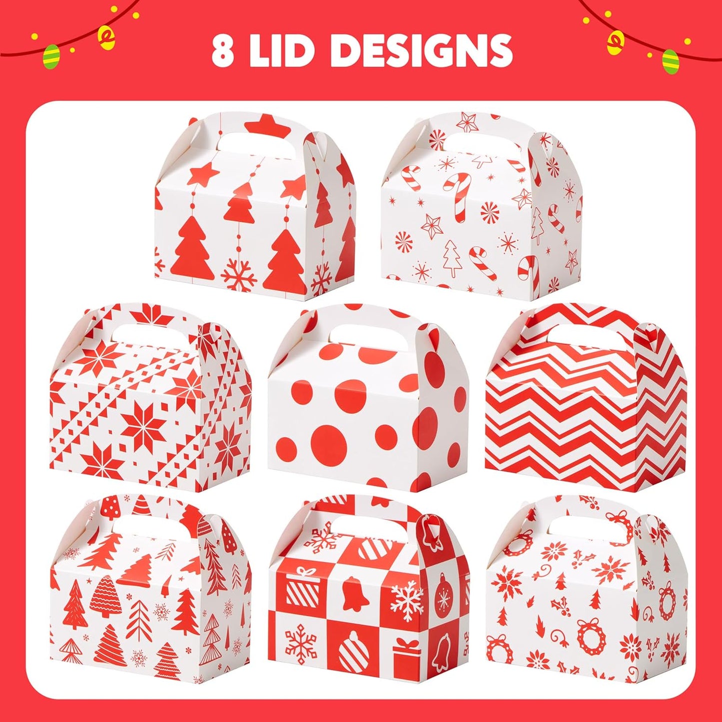 Joyfy 24 PCS 3D Christmas Cookie Boxes for Gift Giving, Xmas Treat Candy Boxes, Goodie Bakery Paper Box for Holiday Goody Desserts Presents Wrapping, School Classroom Birthday Party Favor Supplies