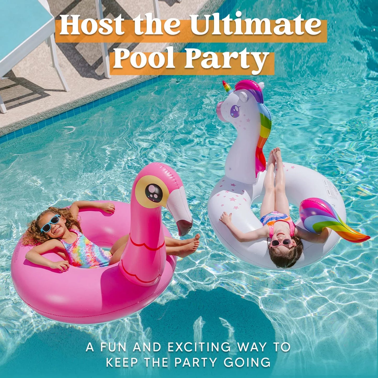 SYNCFUN 2 Packs Flamingo Unicorn Pool Float, Fun Beach Floaties, Inflatable Swimming Pool Tubes Party Toys, Summer Pool Raft Lounger for Adults & Kids
