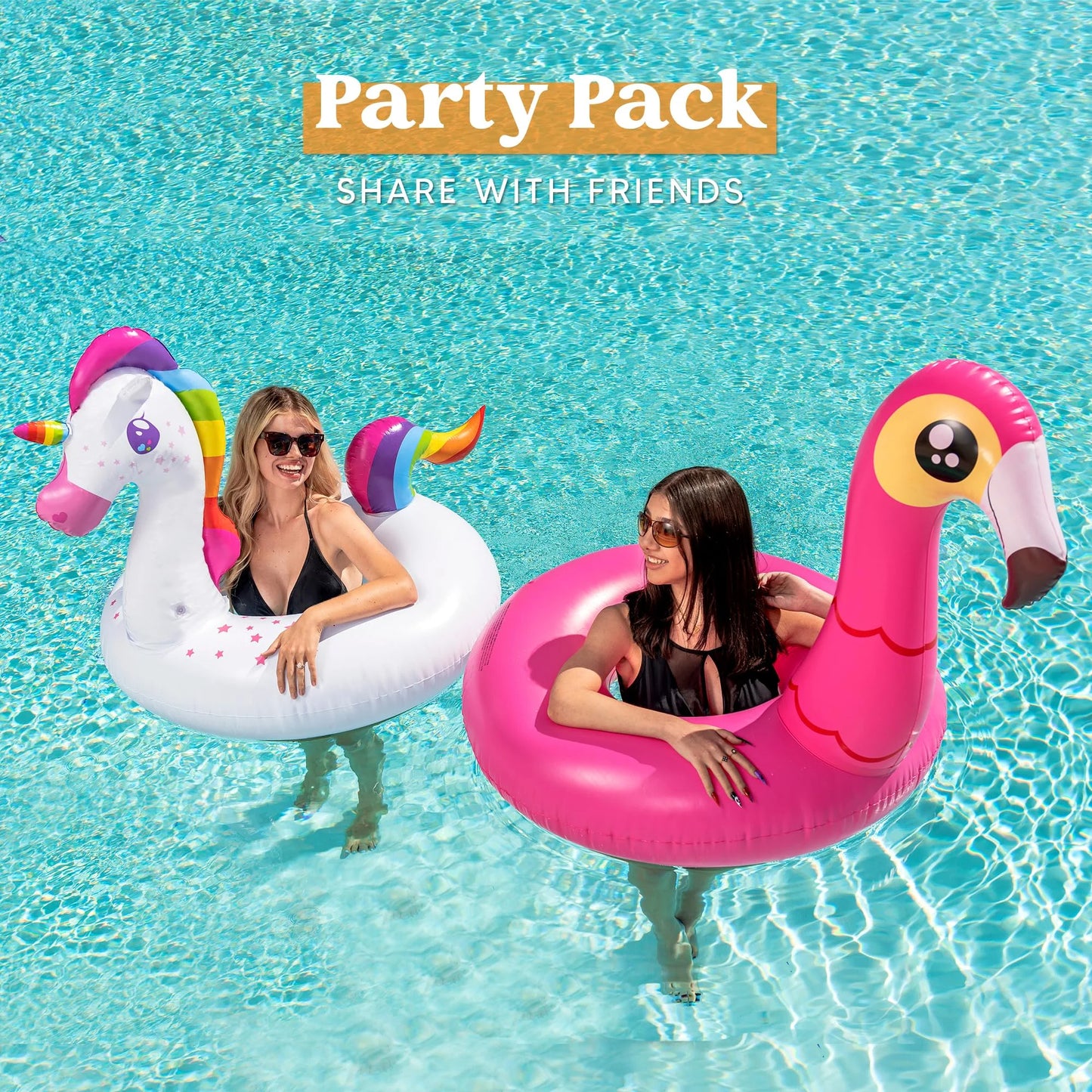 SYNCFUN 2 Packs Flamingo Unicorn Pool Float, Fun Beach Floaties, Inflatable Swimming Pool Tubes Party Toys, Summer Pool Raft Lounger for Adults & Kids