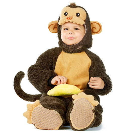 Syncfun Baby Monkey Costume for kids, with Toy Banana for Infant, Monkey Onesie, Kids Halloween Dress UP