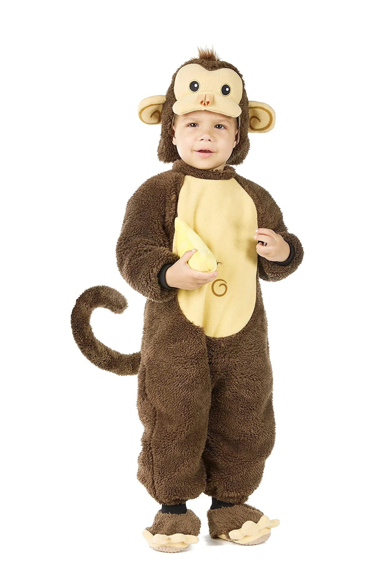 Syncfun Baby Monkey Costume for kids, with Toy Banana for Infant, Monkey Onesie, Kids Halloween Dress UP