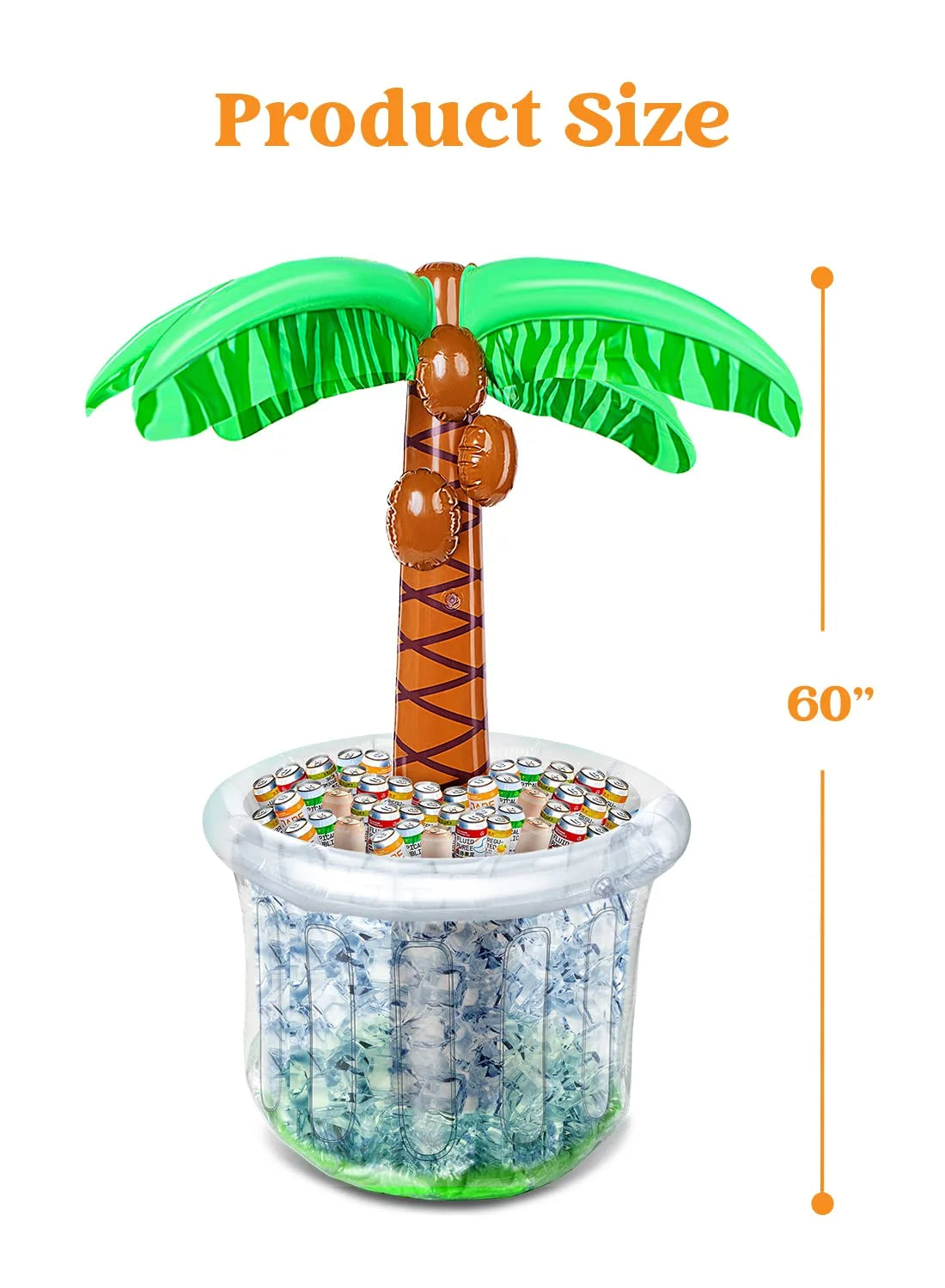 Inflatable Palm Tree Ice Chest Cooler with Drink Holder, Green