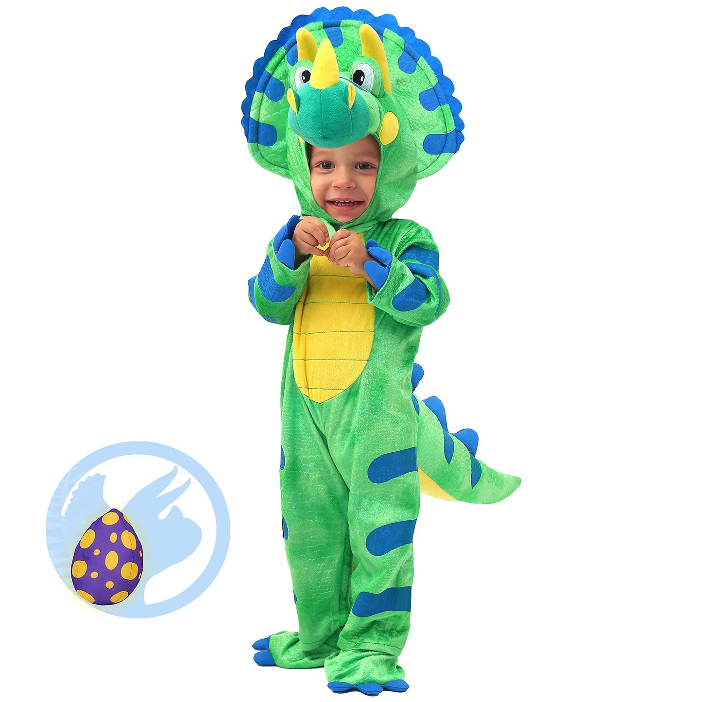 Syncfun Baby Triceratops Dinosaur Costume Set for Kids, Halloween Party Role Play Suit, Hoodie With Dinosaur Tail