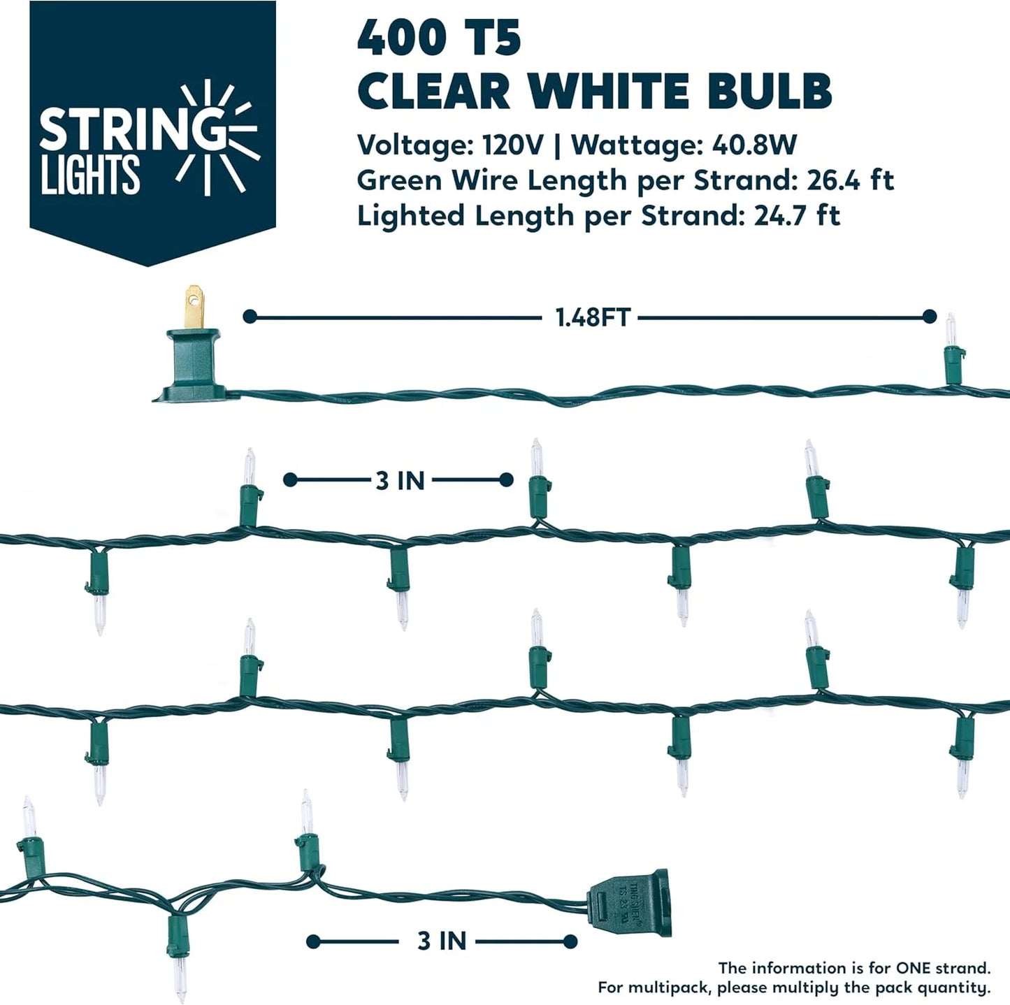Joyfy Clear Mini String Lights,21.5FT 100-Count Led Warm White Christmas String Lights,Connectable Green Wire Xmas Tree Lights for Indoor Outdoor Christmas Decorations Holiday Party Decor