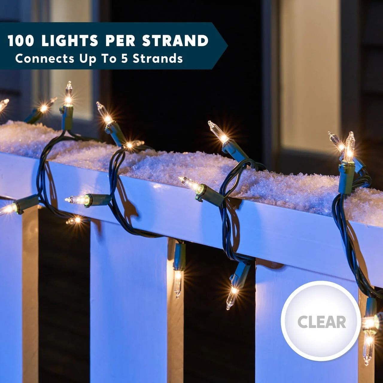 Joyfy Clear Mini String Lights,21.5FT 100-Count Led Warm White Christmas String Lights,Connectable Green Wire Xmas Tree Lights for Indoor Outdoor Christmas Decorations Holiday Party Decor