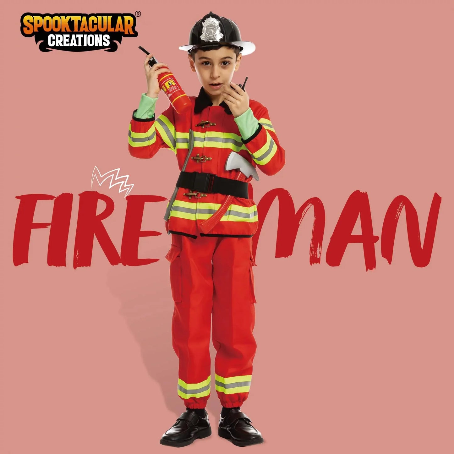 Syncfun Kids Fireman Costume, Fire Fighter costume for Toddler, Boys Halloween Dress Up, 3T (3-4 yrs)