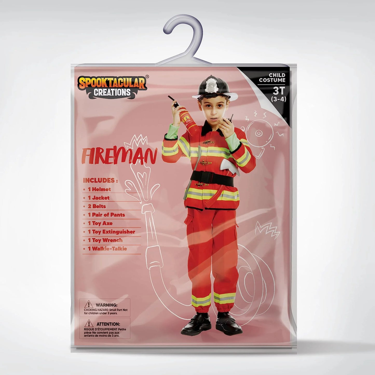 Syncfun Kids Fireman Costume, Fire Fighter costume for Toddler, Boys Halloween Dress Up, 3T (3-4 yrs)