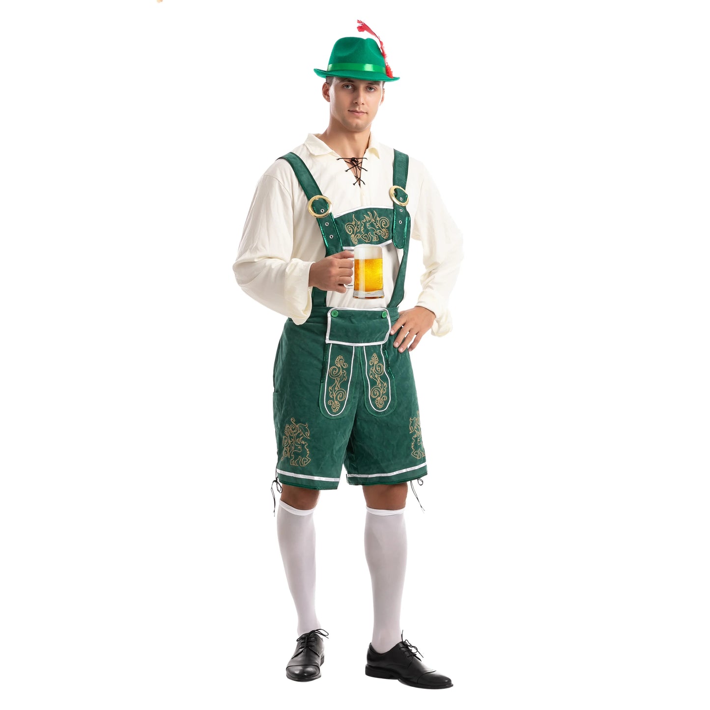 Syncfun Men's German Bavarian Oktoberfest Costume Green Set for Halloween Dress Up Party