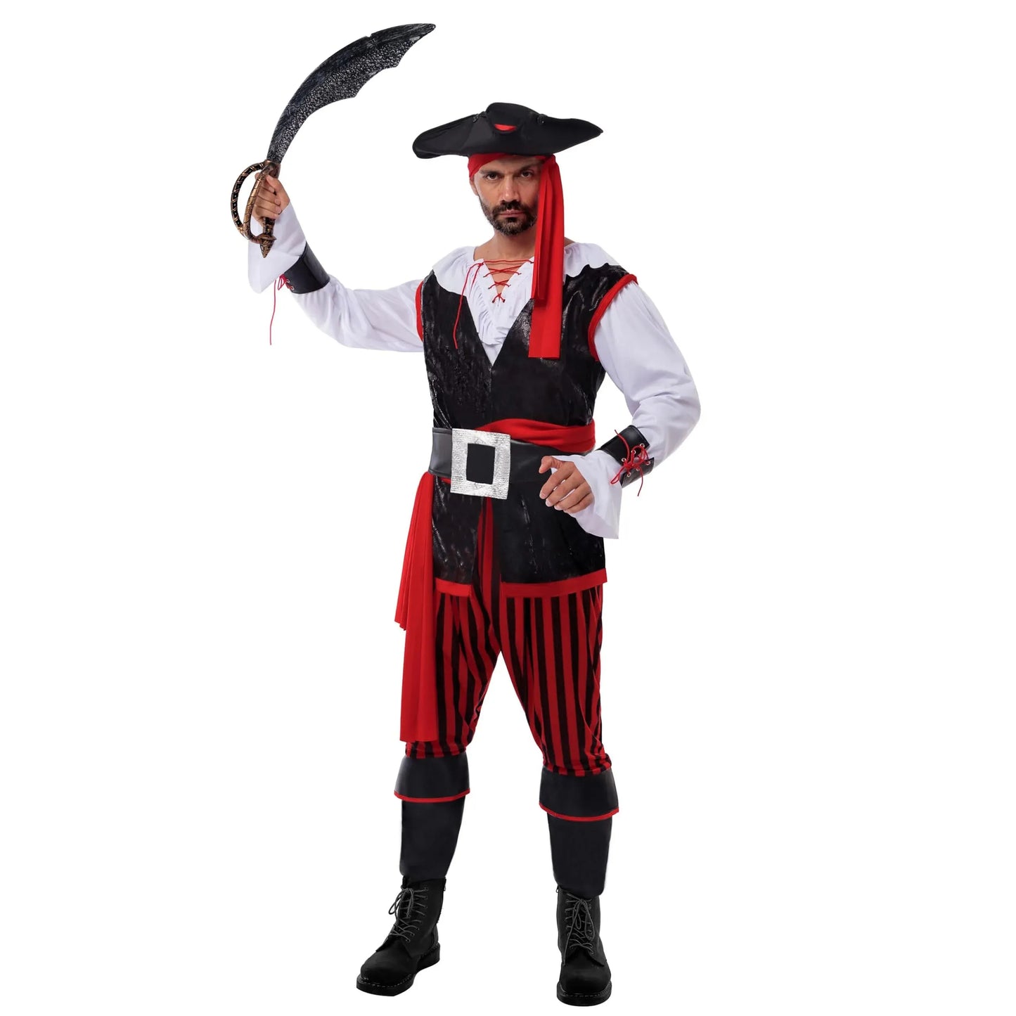 Syncfun Pirate Costume Men's Plundering Sea Captain Set for Adults Halloween Dress Up Party