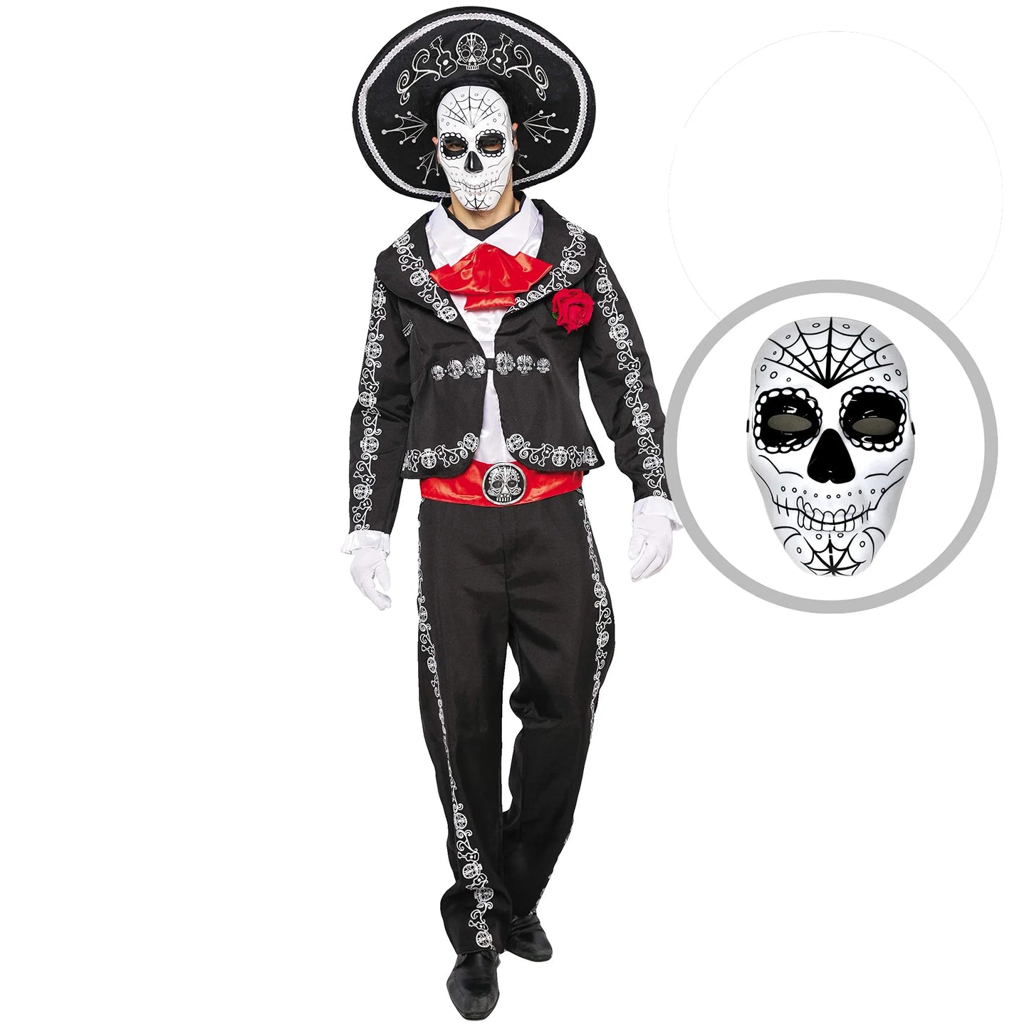 Syncfun Men Day of The Dead Mariachi Senor Costume Set, Dia Muertos Halloween Costume for Adult Dress Up Party