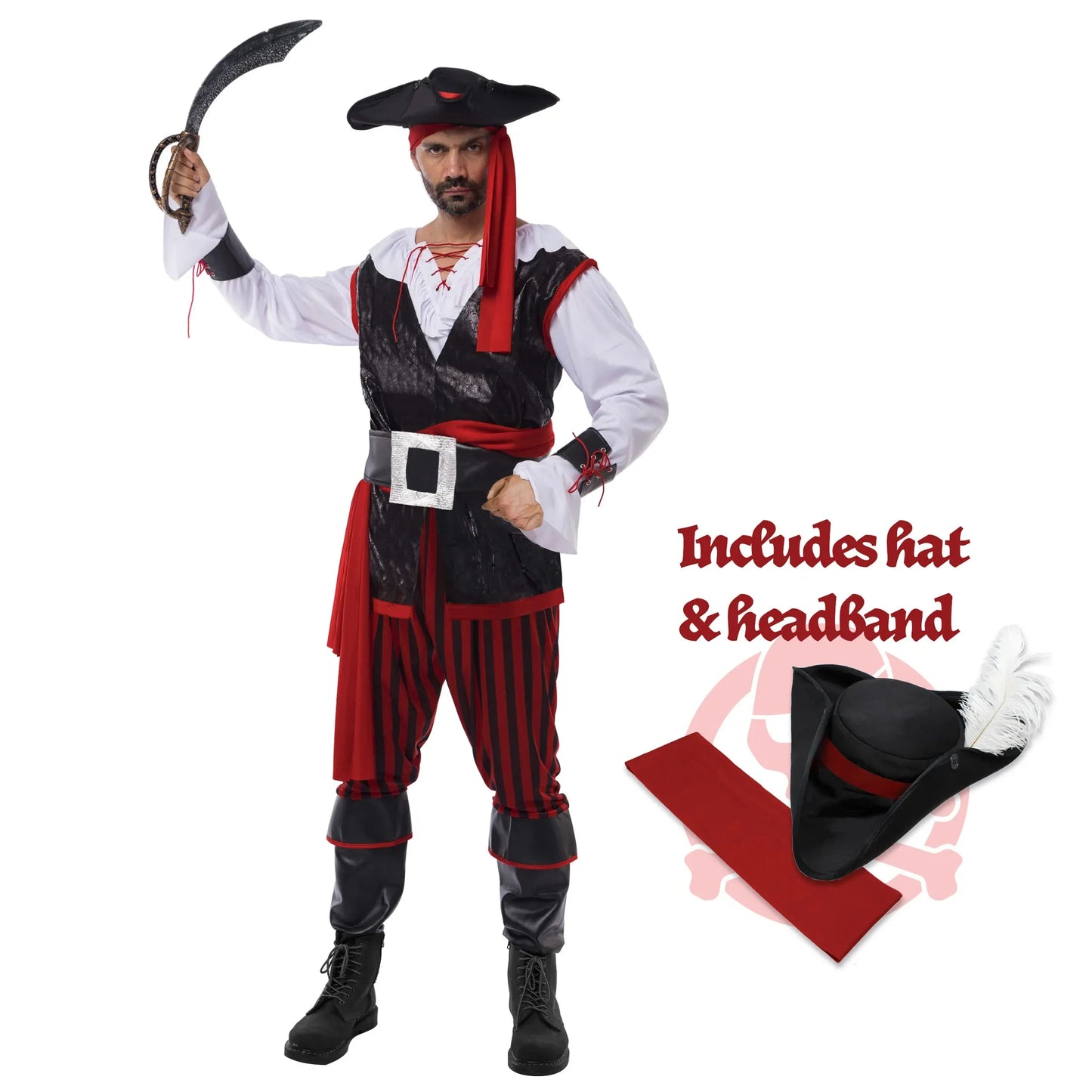 Syncfun Pirate Costume Men's Plundering Sea Captain Set for Adults Halloween Dress Up Party