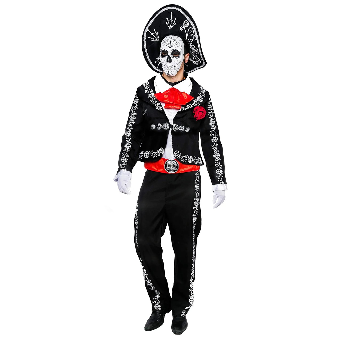 Syncfun Men Day of The Dead Mariachi Senor Costume Set, Dia Muertos Halloween Costume for Adult Dress Up Party