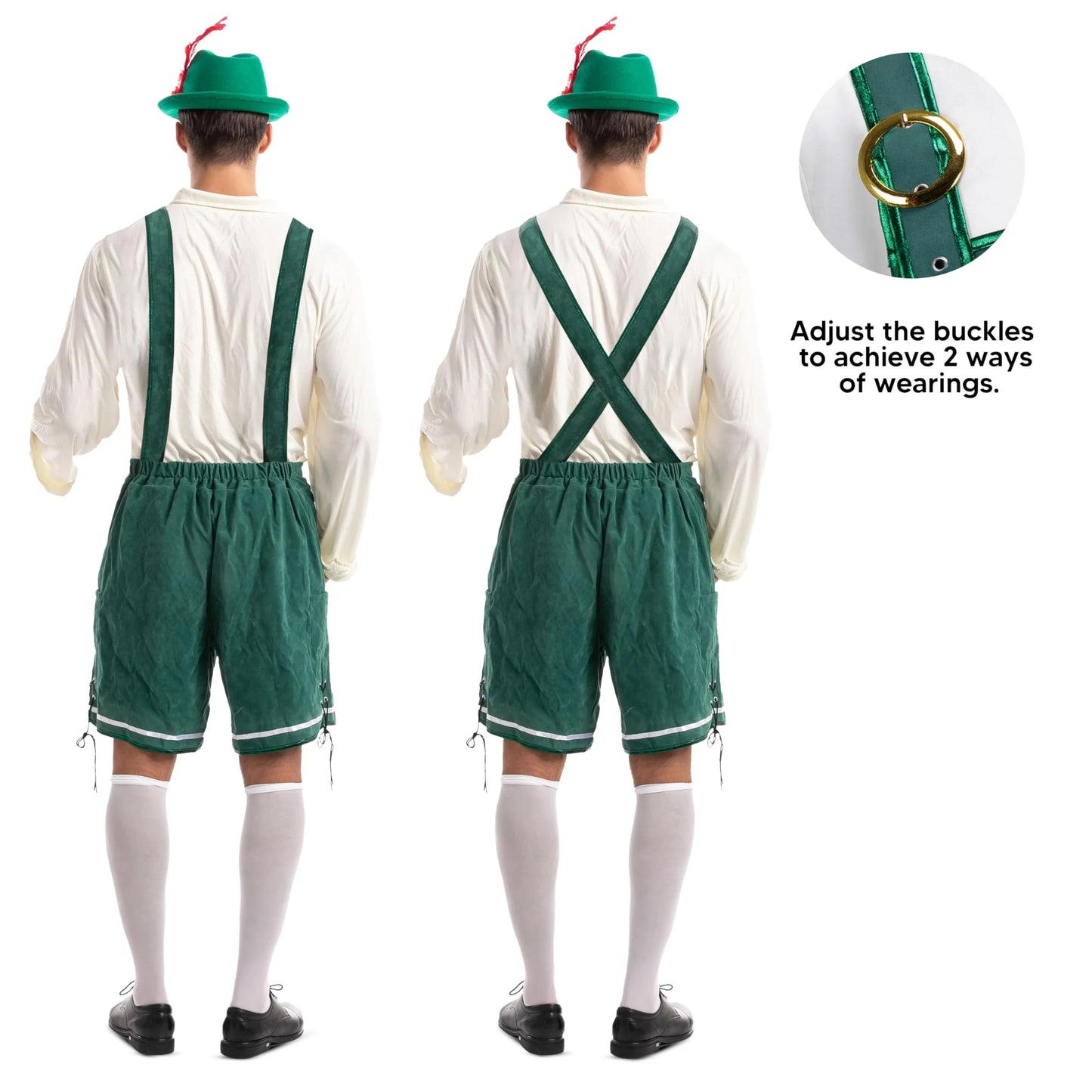 Syncfun Men's German Bavarian Oktoberfest Costume Green Set for Halloween Dress Up Party