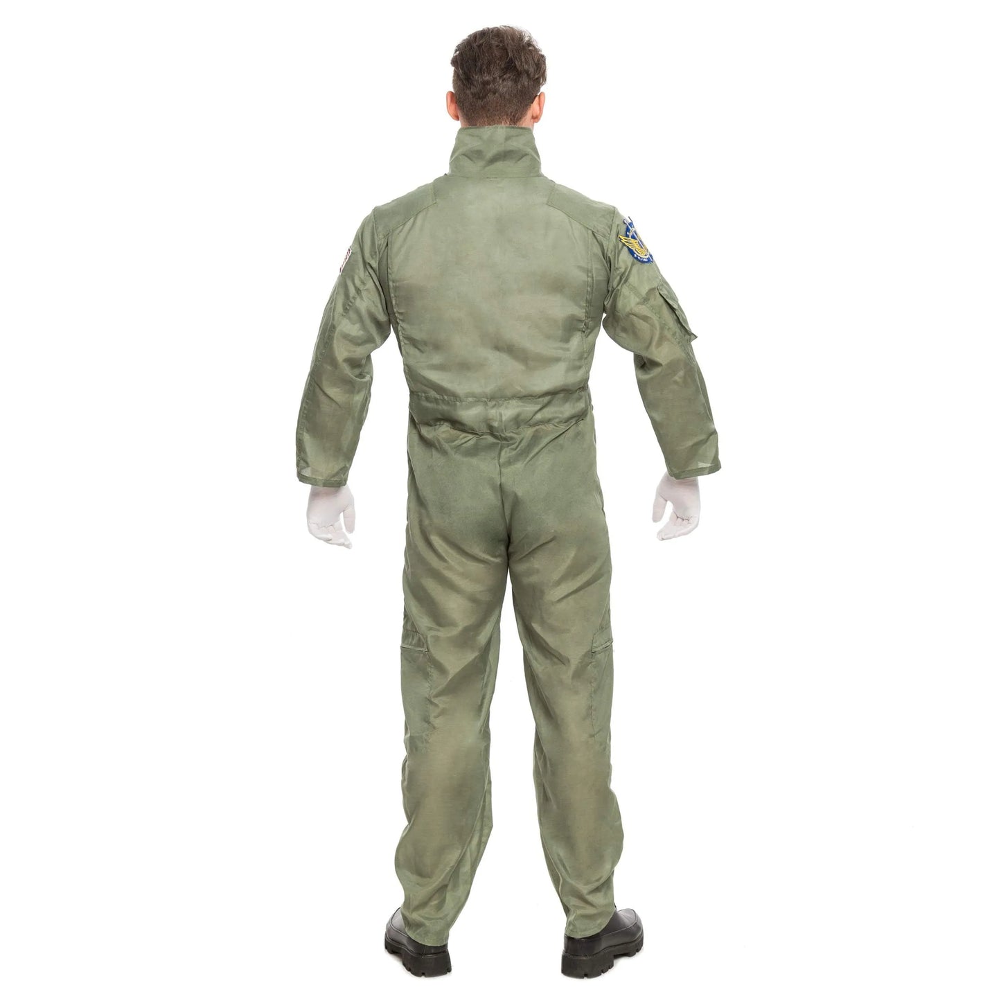 Syncfun Flight Pilot Costume for Adults Pilots Uniform Costume Movie Icon Green Jumpsuit for Men Halloween Party Fancy Dress Up Cosplay