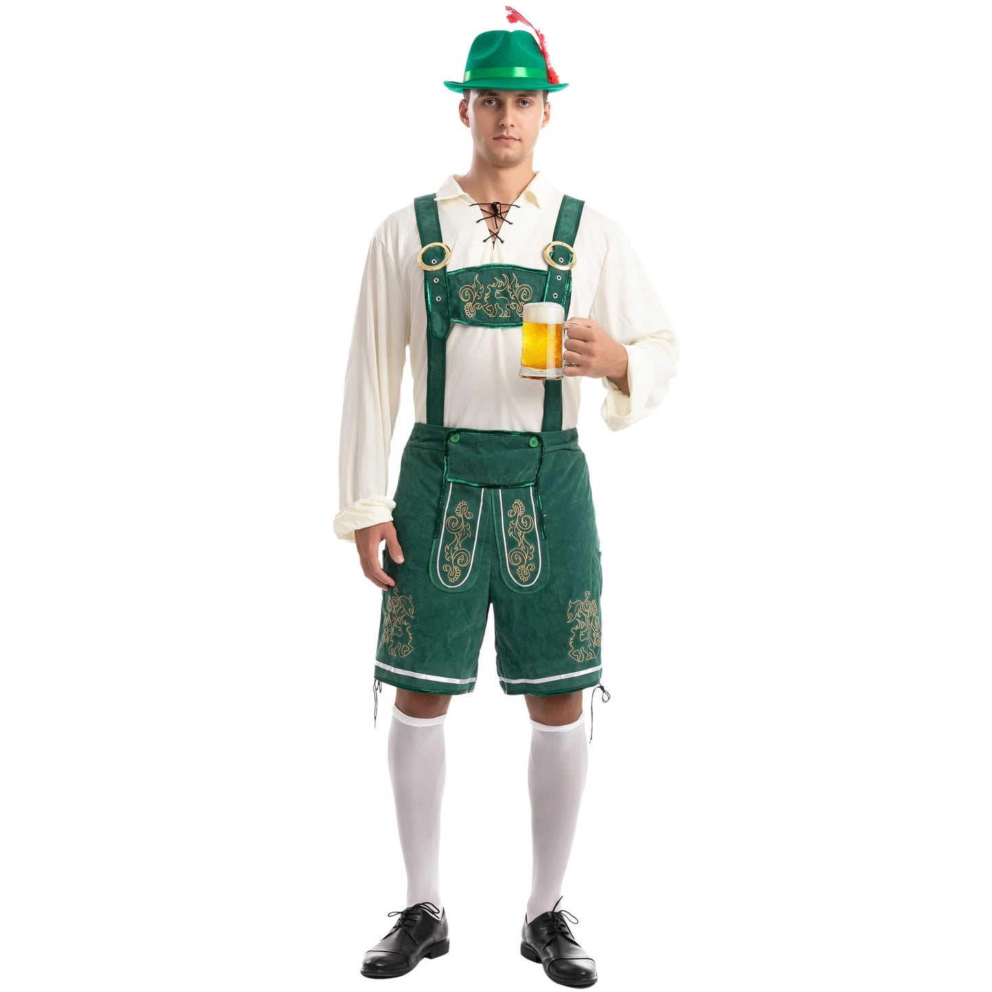 Syncfun Men's German Bavarian Oktoberfest Costume Green Set for Halloween Dress Up Party