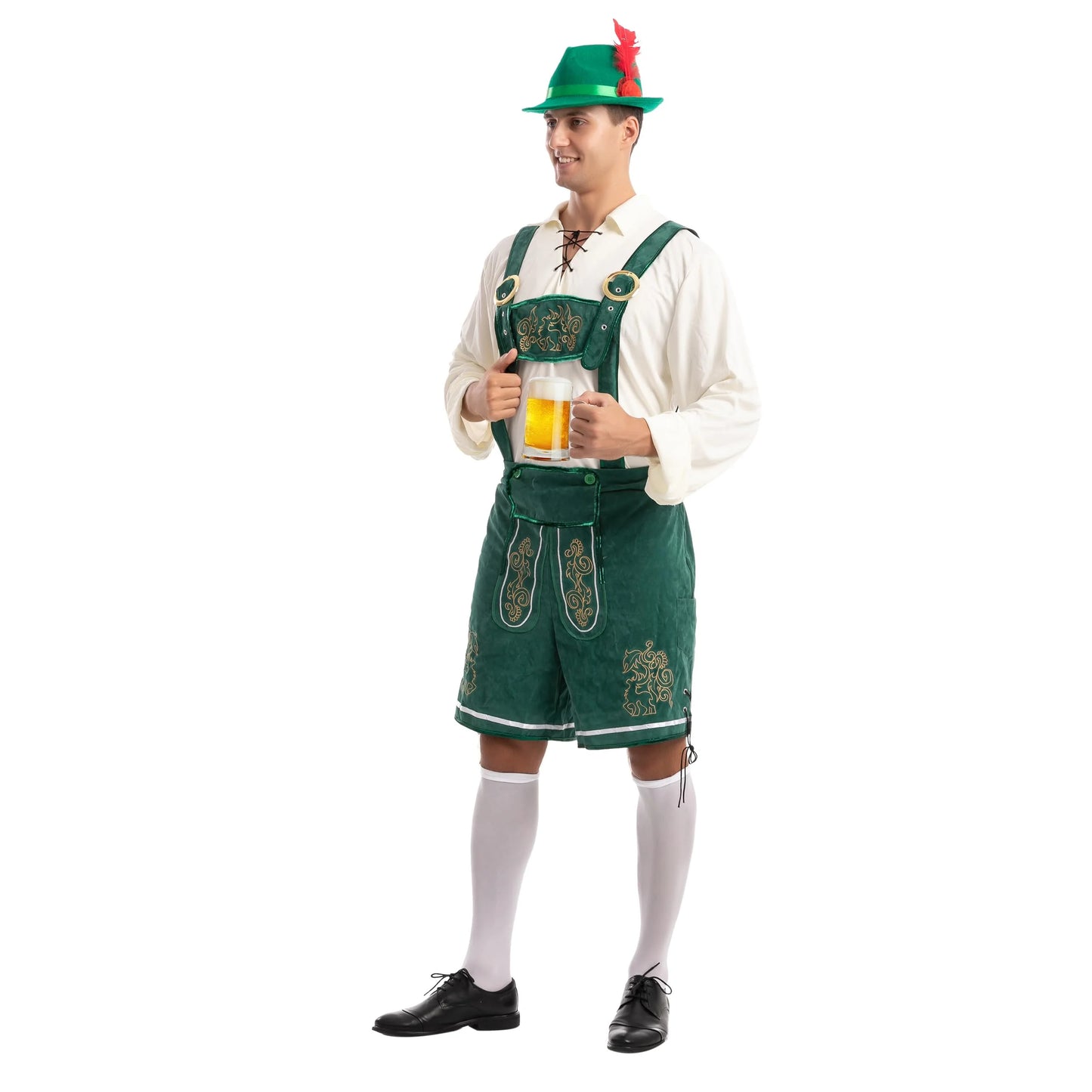 Syncfun Men's German Bavarian Oktoberfest Costume Green Set for Halloween Dress Up Party