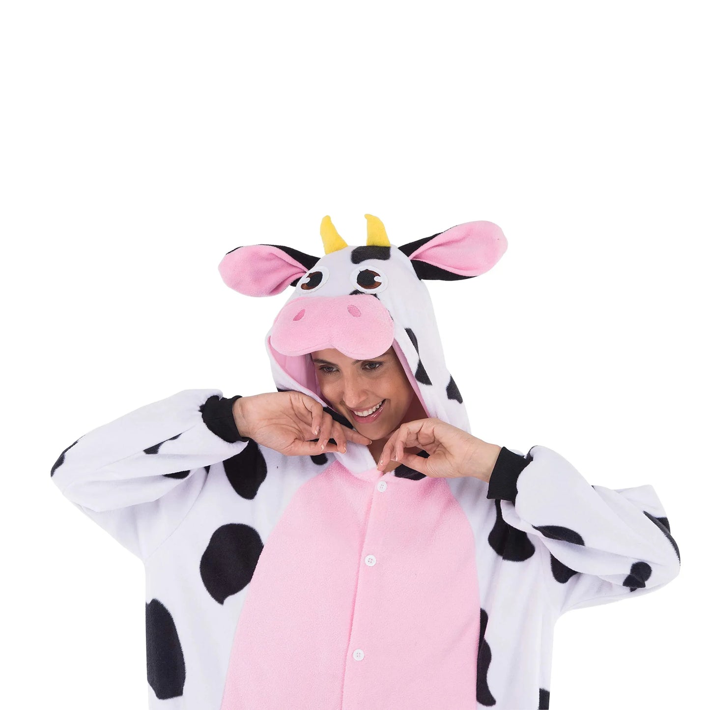 Syncfun Adult Pajamas Plush jumpsuit One Piece Cow Costume for Halloween Party Dress Up