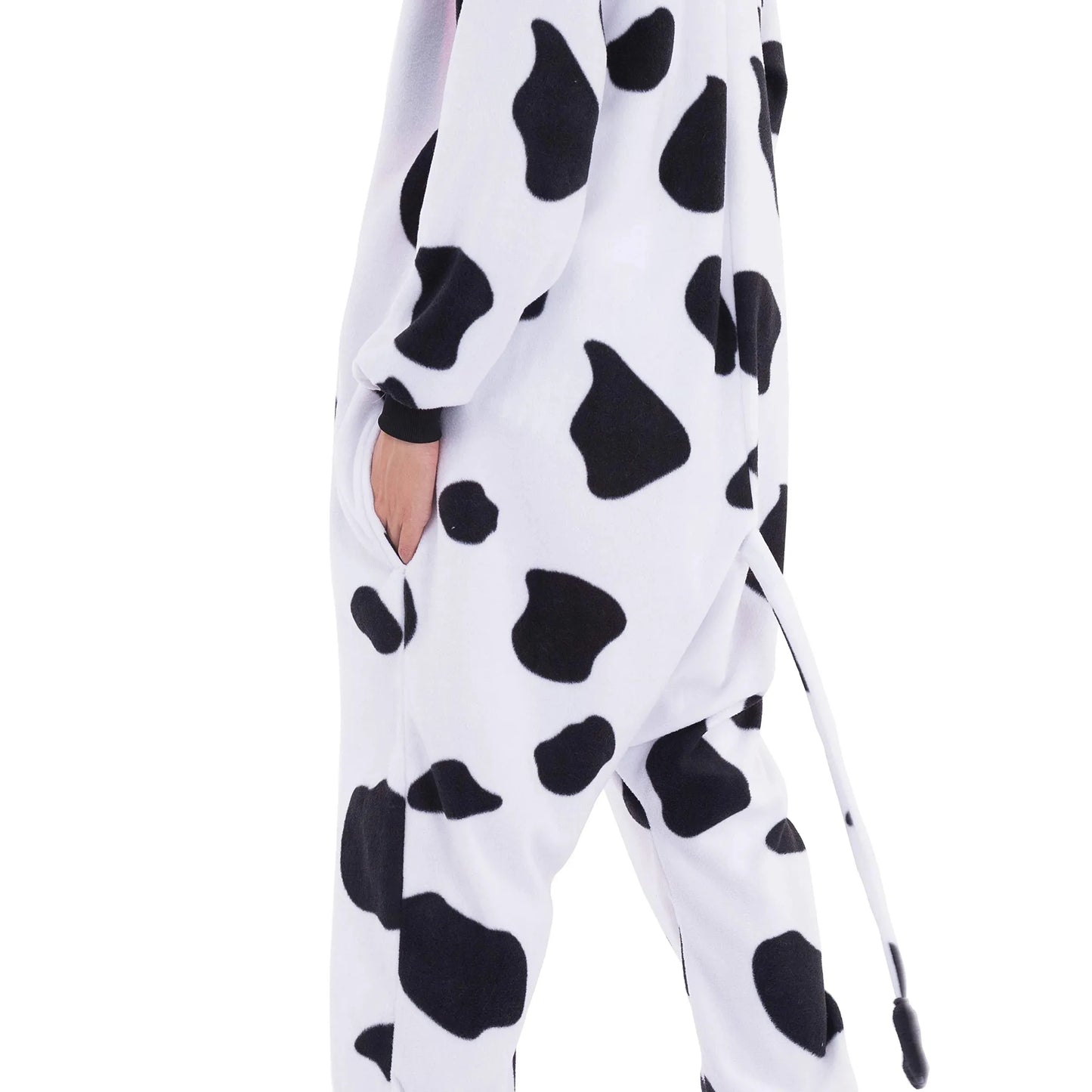 Syncfun Adult Pajamas Plush jumpsuit One Piece Cow Costume for Halloween Party Dress Up