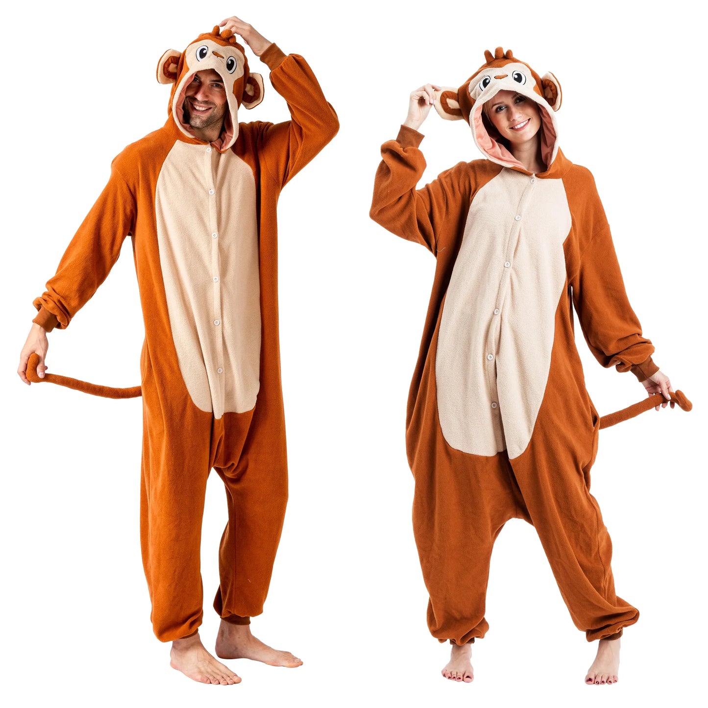 Syncfun Adult Pajamas Plush jumpsuit One Piece Monkey Animal Costume for Halloween Animal Themed Party Dress Up Role Playing Cosplay