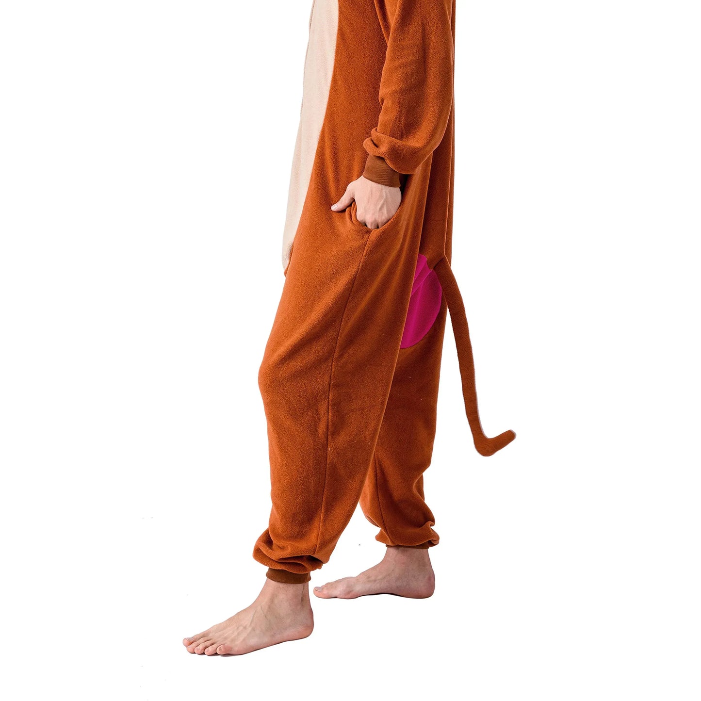 Syncfun Adult Pajamas Plush jumpsuit One Piece Monkey Animal Costume for Halloween Animal Themed Party Dress Up Role Playing Cosplay