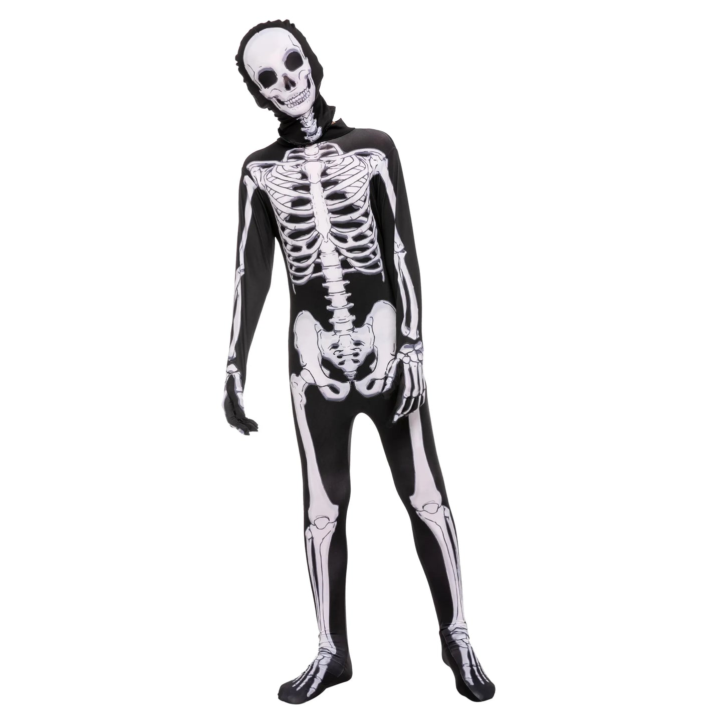 Syncfun Scary 3D Skeleton Costume for Kids, Toddlers Glow in the Dark Skeleton Costume for Halloween Party Dress Up 5-12 Years