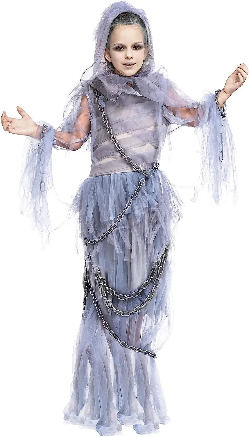 Syncfun Haunting Beauty Ghost Girl Costume, Scary Ghost Dress Midnight Costume for Halloween Dress Up Party Role Playing Cosplay