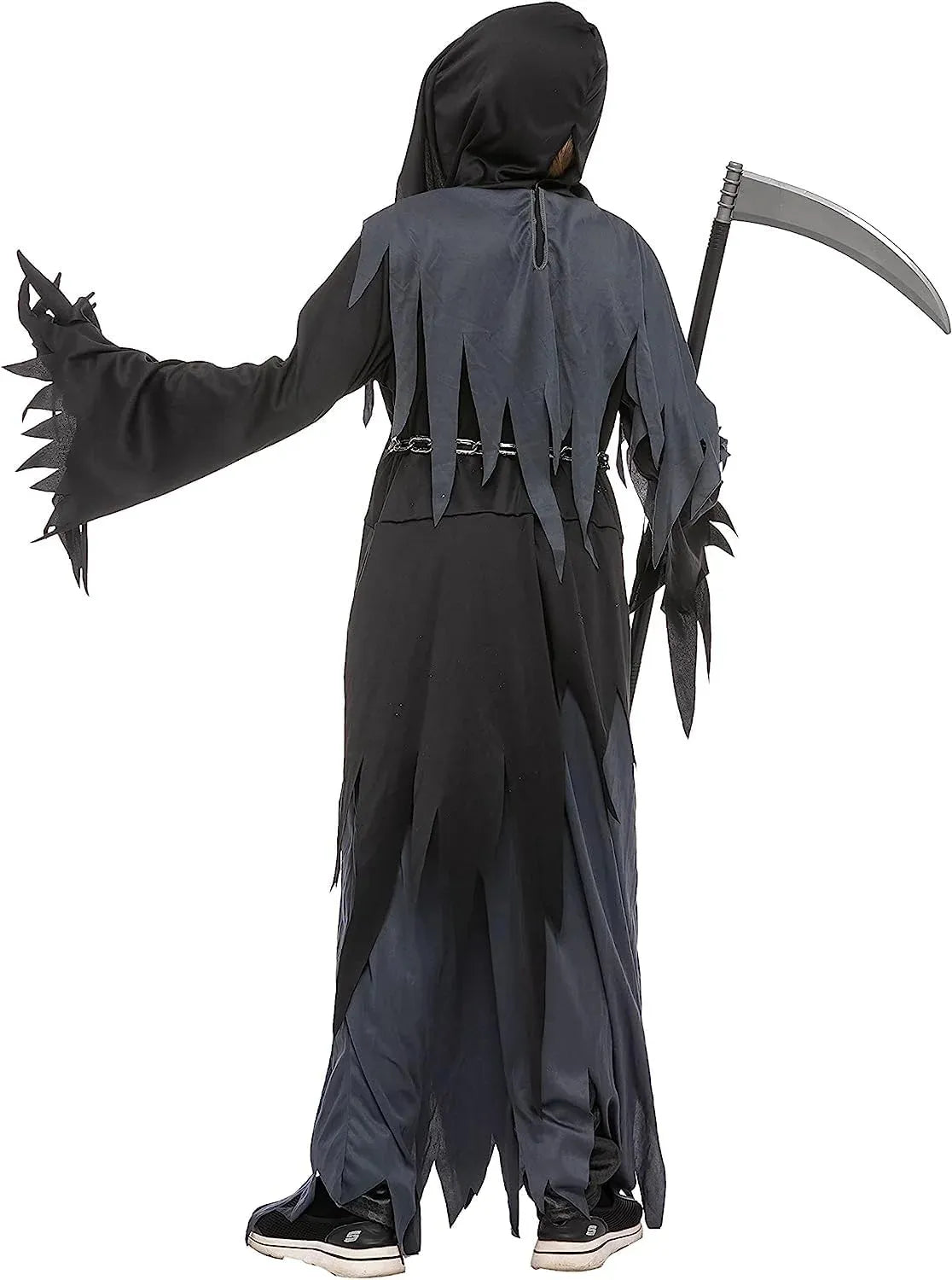 Syncfun Glowing Eyes Grim Reaper Costume for Kids, Dark Knight Reaper Phantom Costume for Halloween Dress Up Role Playing Cosplay 5-12 Years