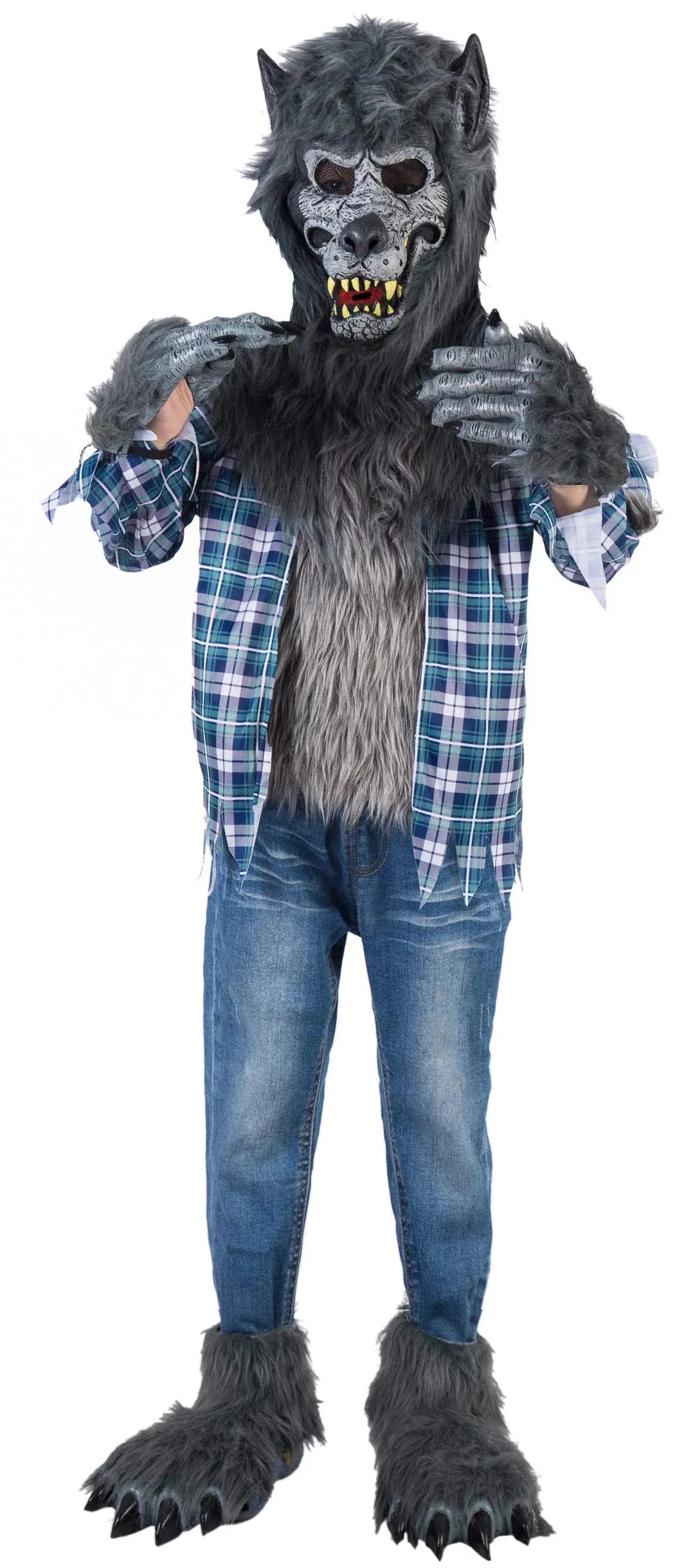 Syncfun Boys Howling Werewolf Deluxe Costume Set with Mask, Werewolf Claws Gloves, Boot Covers, Wolf Costume for Kids