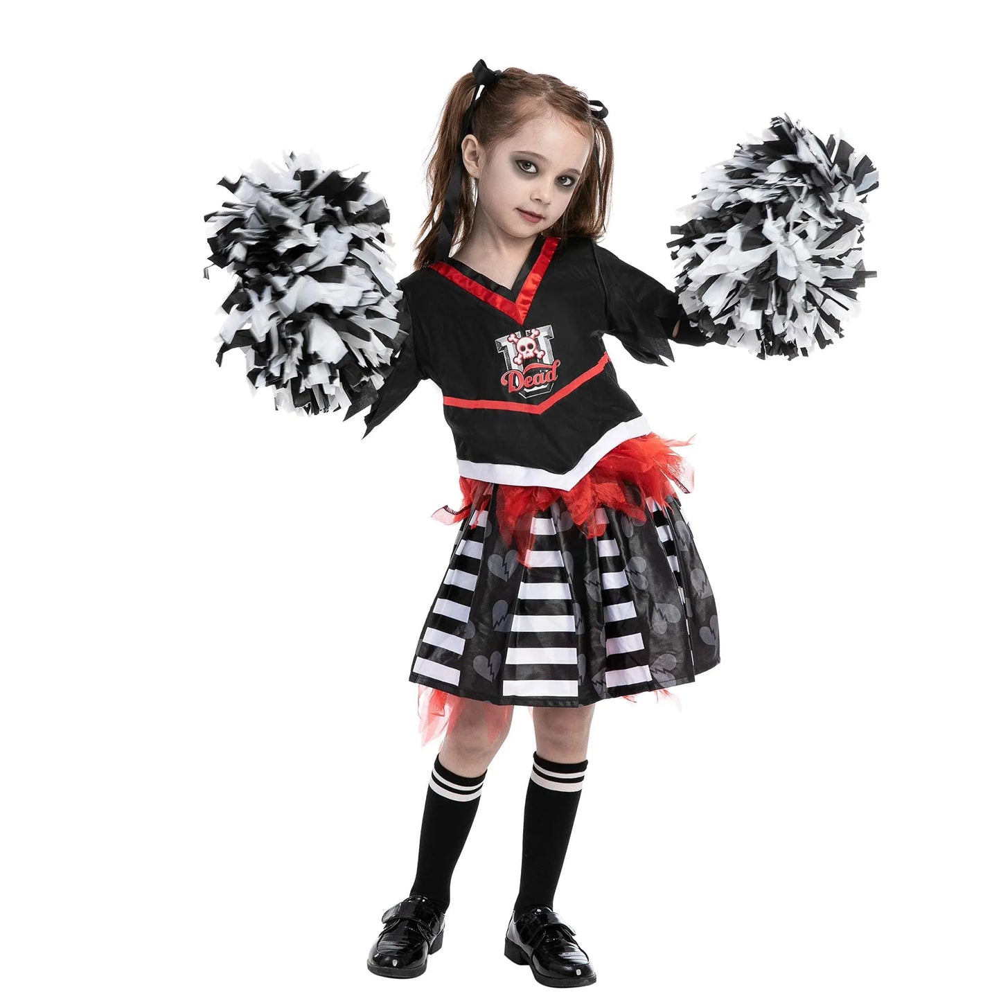 Syncfun Kids Cheerleader Costume, Cheerless Costume for Girls, Scary Cheerleader Costume for Halloween Party Dress Up Age Up to 12 Years