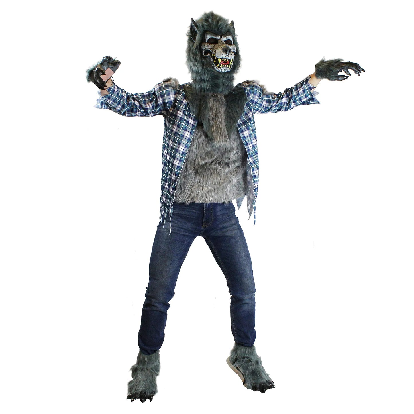 Syncfun Boys Howling Werewolf Deluxe Costume Set with Mask, Werewolf Claws Gloves, Boot Covers, Wolf Costume for Kids