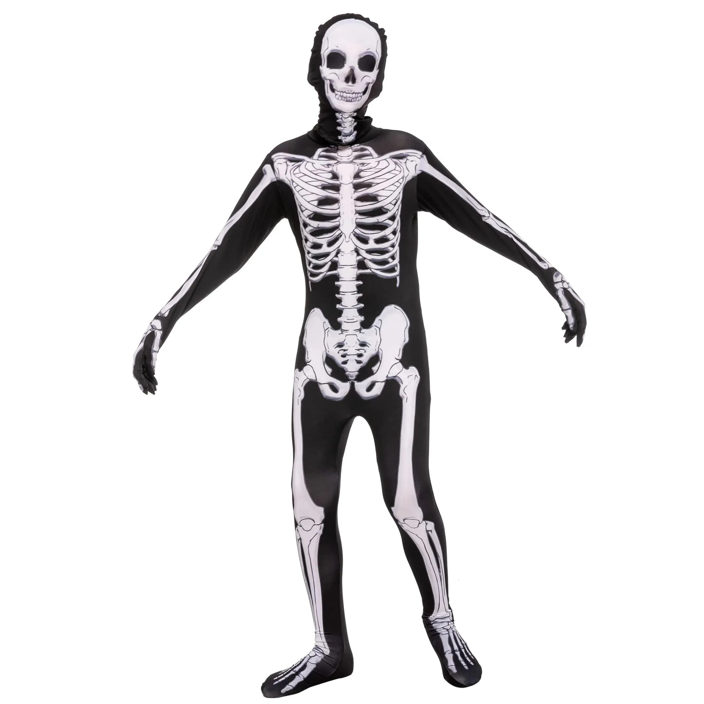 Syncfun Scary 3D Skeleton Costume for Kids, Toddlers Glow in the Dark Skeleton Costume for Halloween Party Dress Up 5-12 Years