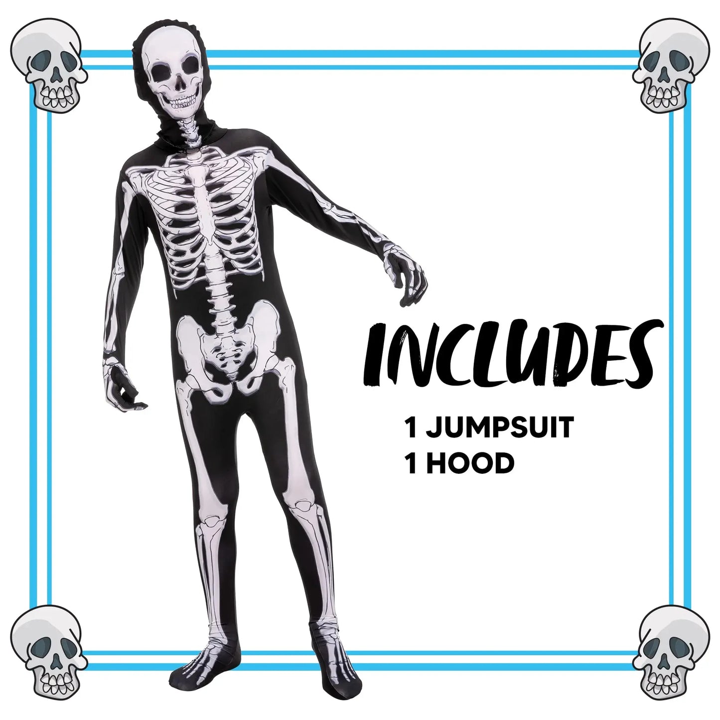 Syncfun Scary 3D Skeleton Costume for Kids, Toddlers Glow in the Dark Skeleton Costume for Halloween Party Dress Up 5-12 Years