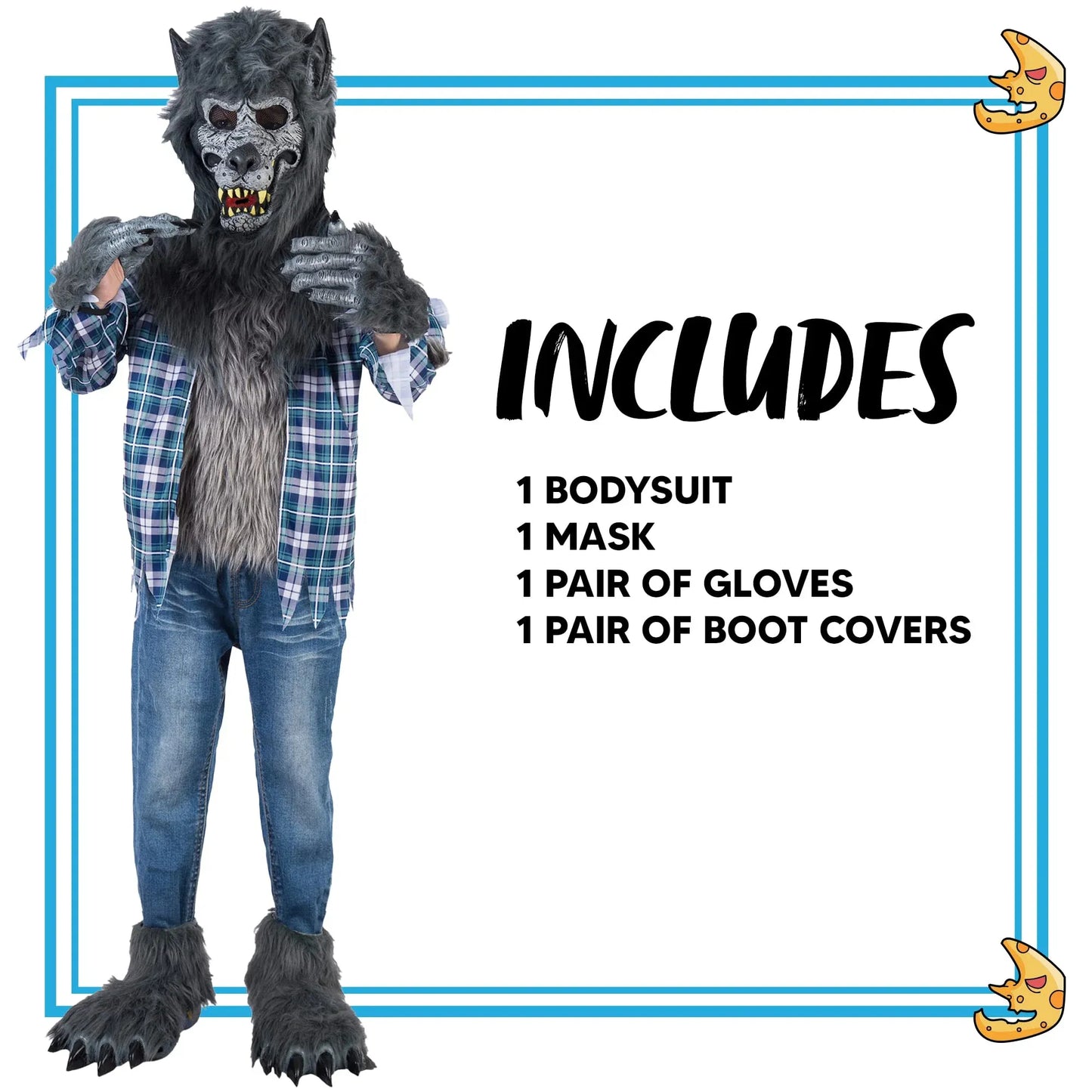 Syncfun Boys Howling Werewolf Deluxe Costume Set with Mask, Werewolf Claws Gloves, Boot Covers, Wolf Costume for Kids