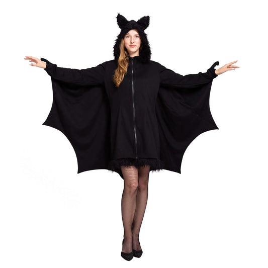 Syncfun Black Bat Costume Adult Women, Halloween Hoodie Costume Bat Winged, M