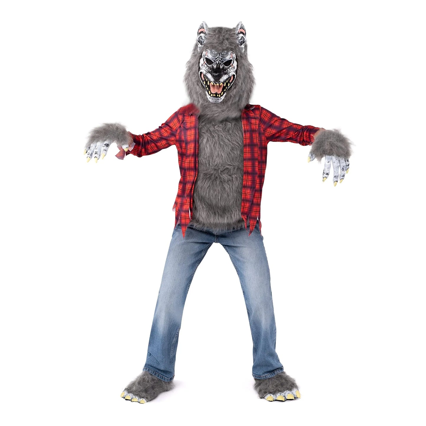 Red Werewolf Halloween Kids Costume with Mask, Gloves and Shoes, Werewolf Halloween Costume Dress UP