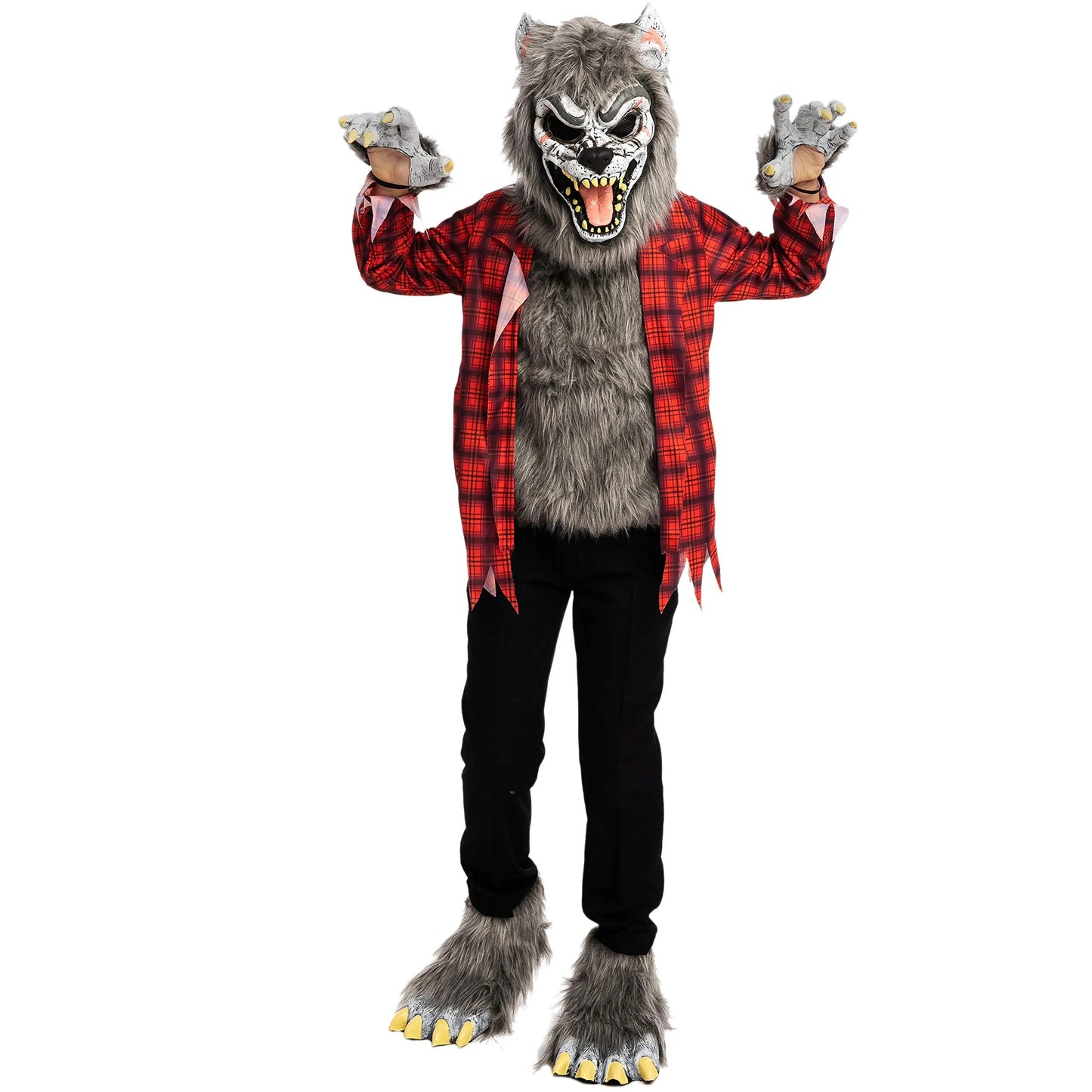 Red Werewolf Halloween Kids Costume with Mask, Gloves and Shoes, Werewolf Halloween Costume Dress UP