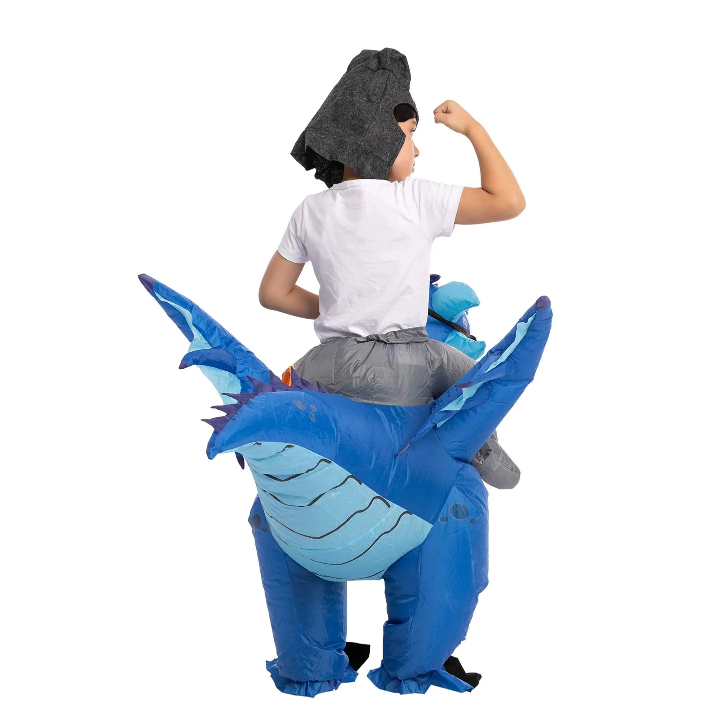 Syncfun Inflatable Costume for Kids, Ride An Ice Dragon Halloween Costume with Hat, Cool Ride On Blow Up Dragon Costume for Party Dress Up