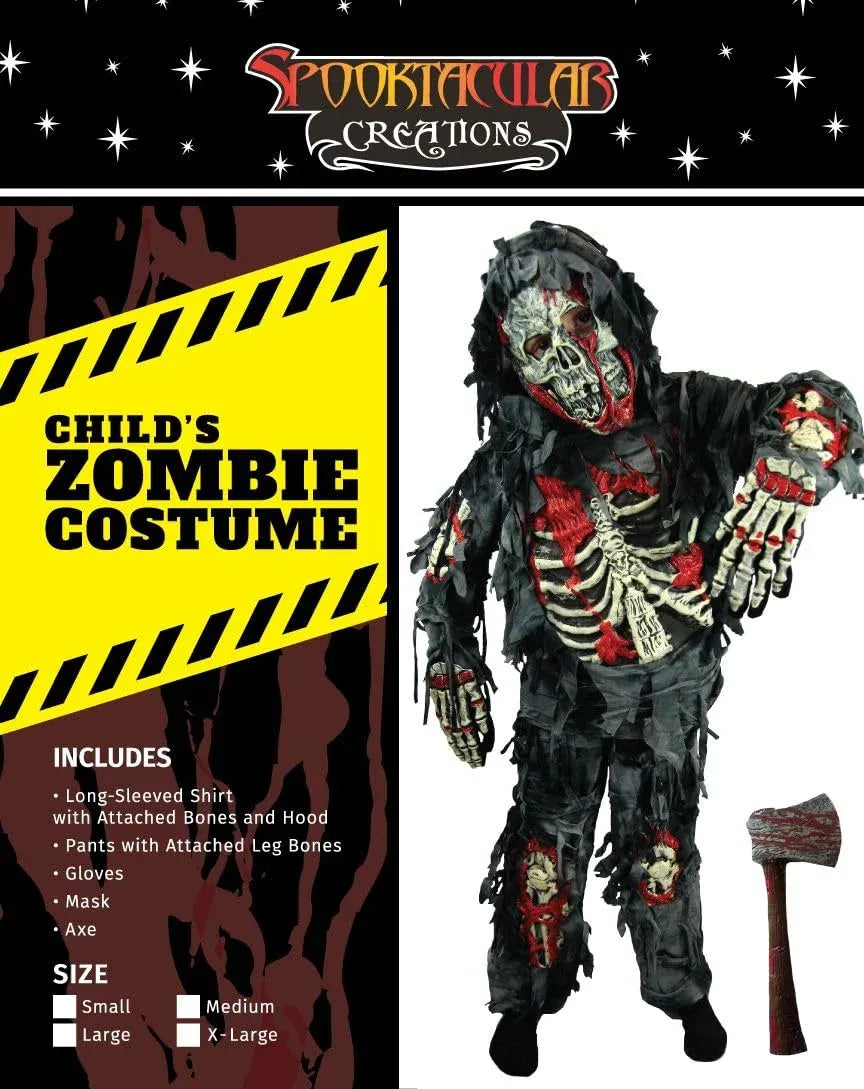 Syncfun Zombie Costume, Scary Halloween Zombie Costume for Boys, Monsters Costume with Toy Axe